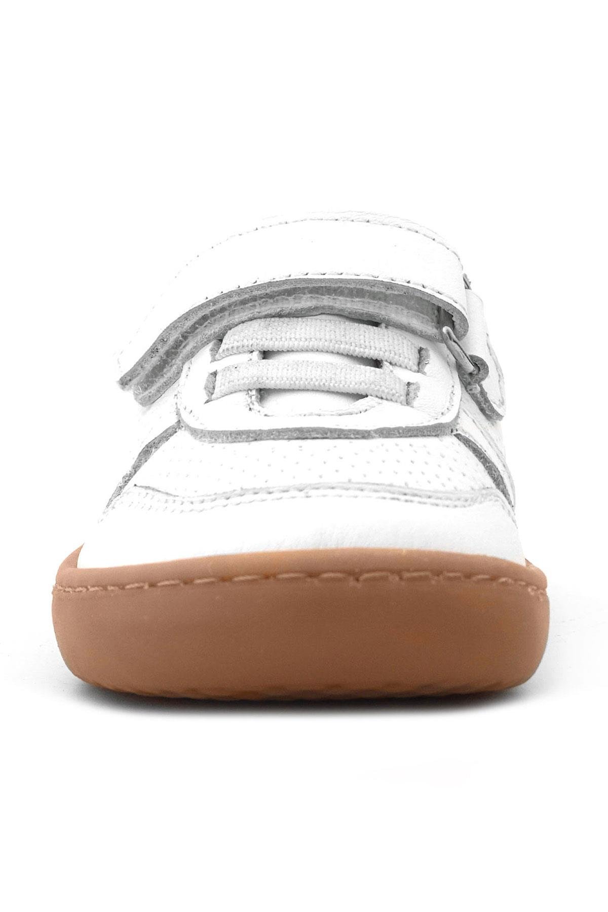 Bob Hakiki Deri Beyaz Barefoot Cırtlı Lastikli Bebek Sneaker Ayakkabı - Görsel 6