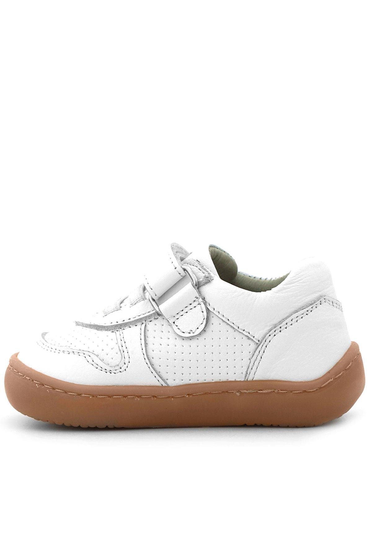 Bob Hakiki Deri Beyaz Barefoot Cırtlı Lastikli Bebek Sneaker Ayakkabı - Görsel 7