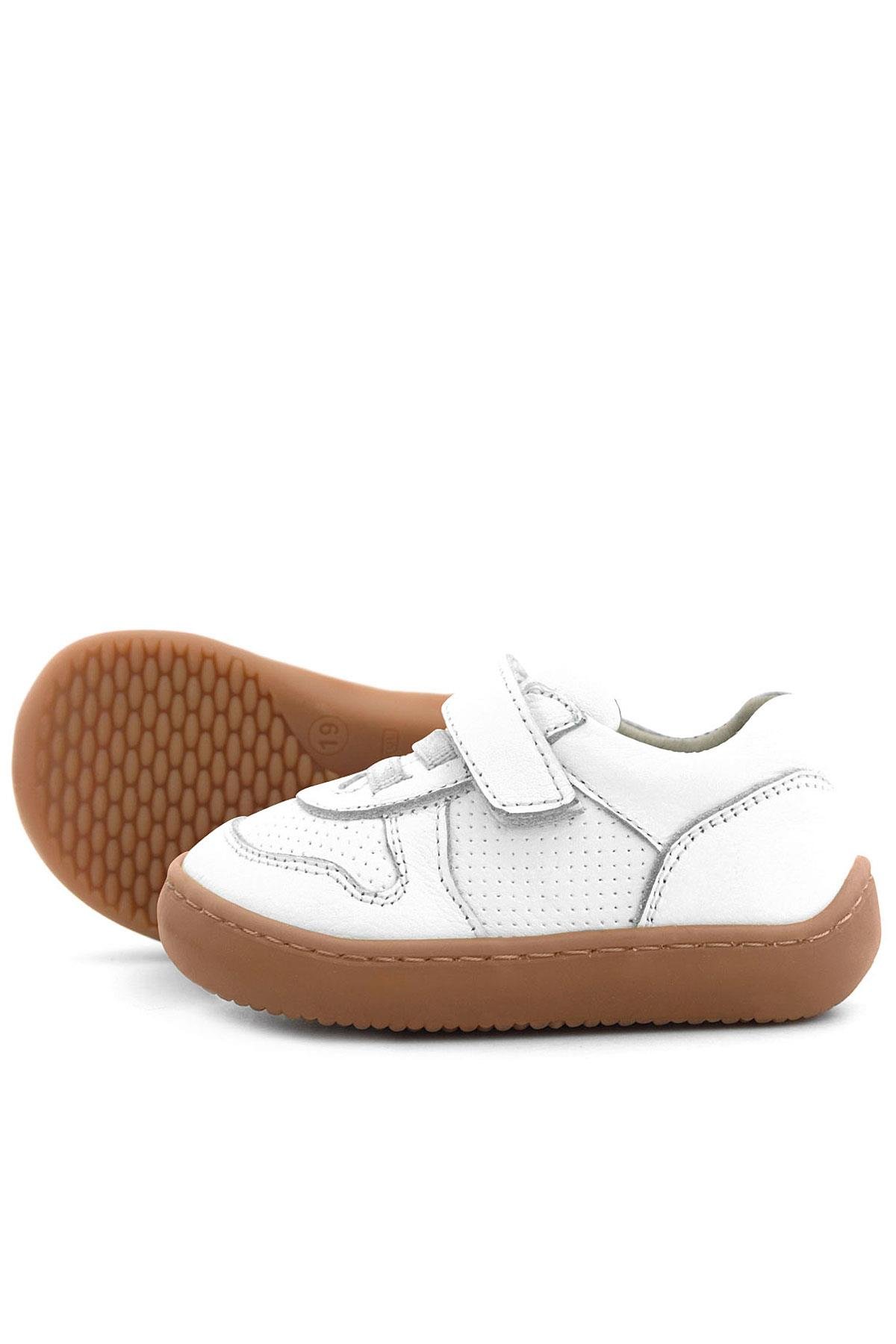 Bob Hakiki Deri Beyaz Barefoot Cırtlı Lastikli Bebek Sneaker Ayakkabı - Görsel 9