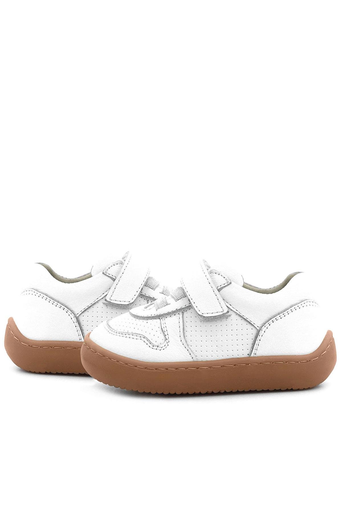 Bob Hakiki Deri Beyaz Barefoot Cırtlı Lastikli Bebek Sneaker Ayakkabı - Görsel 10