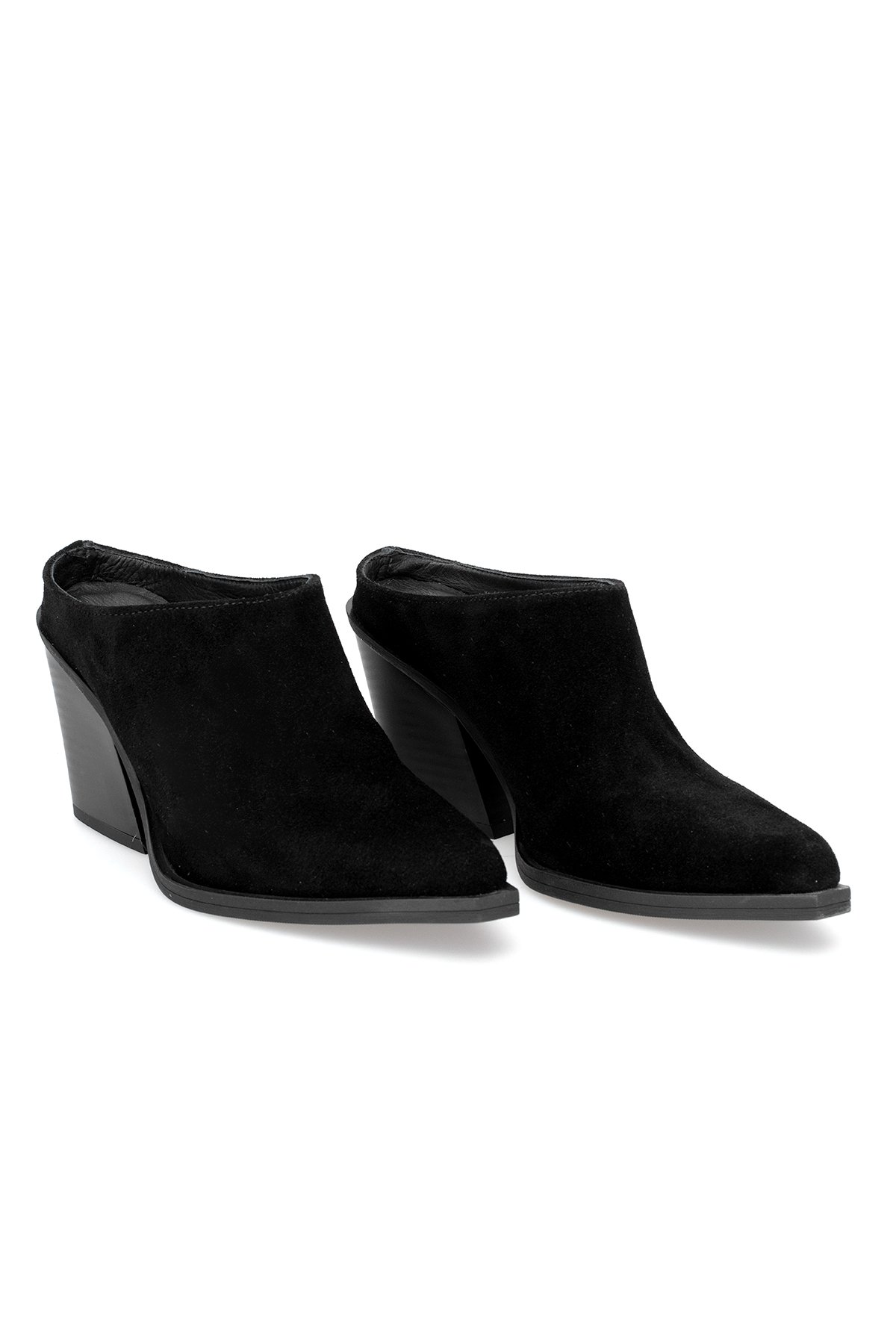 Elit Vega Kadın Hakiki Nubuk Deri Ortopedik Topuklu Terlik Siyah - Görsel 3