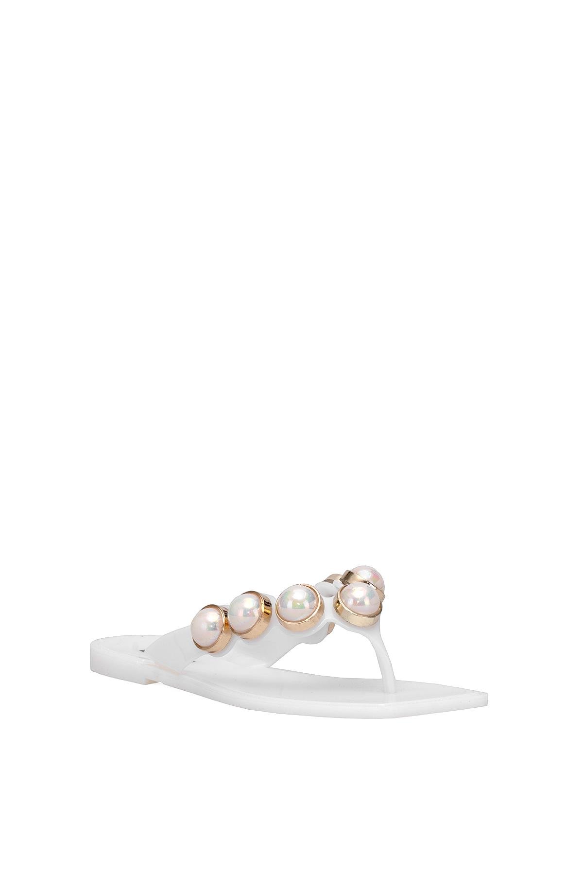 Elit KDRJ001-1 Kadın Parmak Arası Terlik Beyaz - Görsel 3