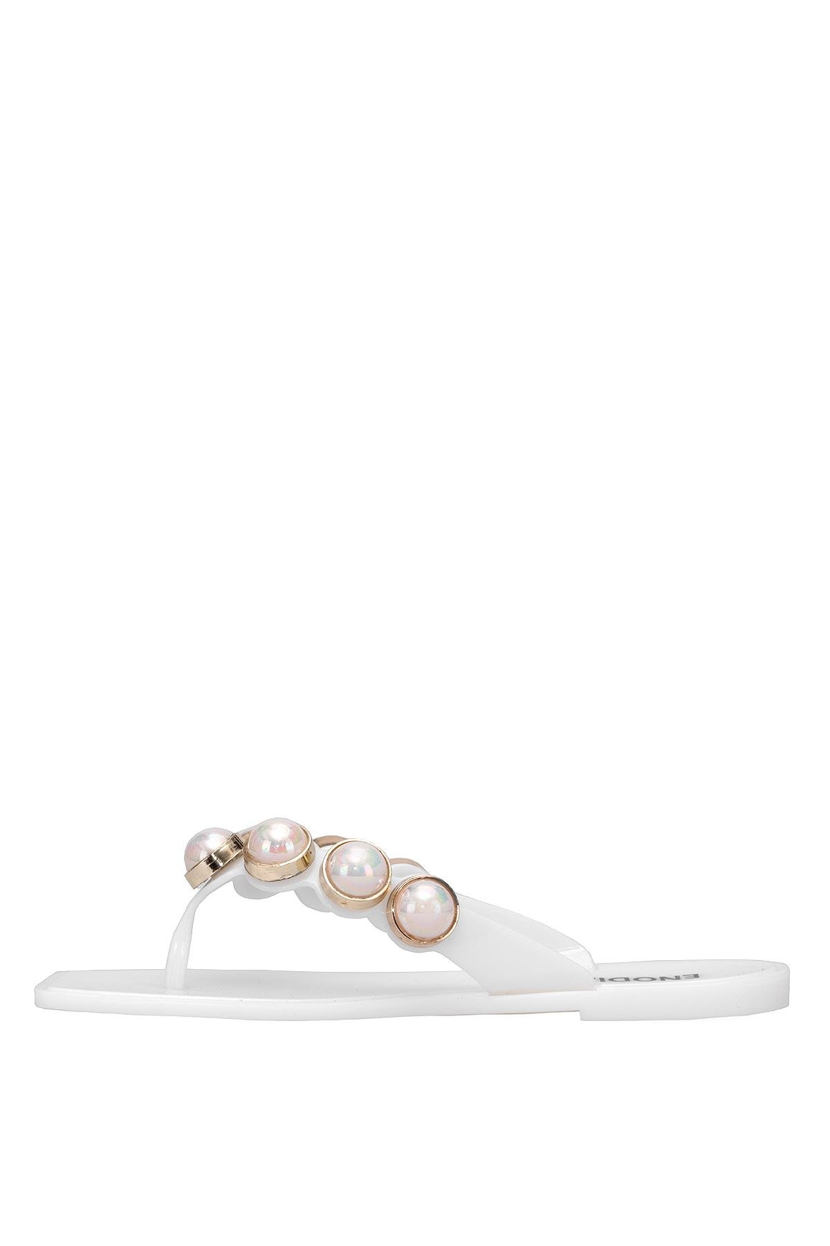 Elit KDRJ001-1 Kadın Parmak Arası Terlik Beyaz - Görsel 4