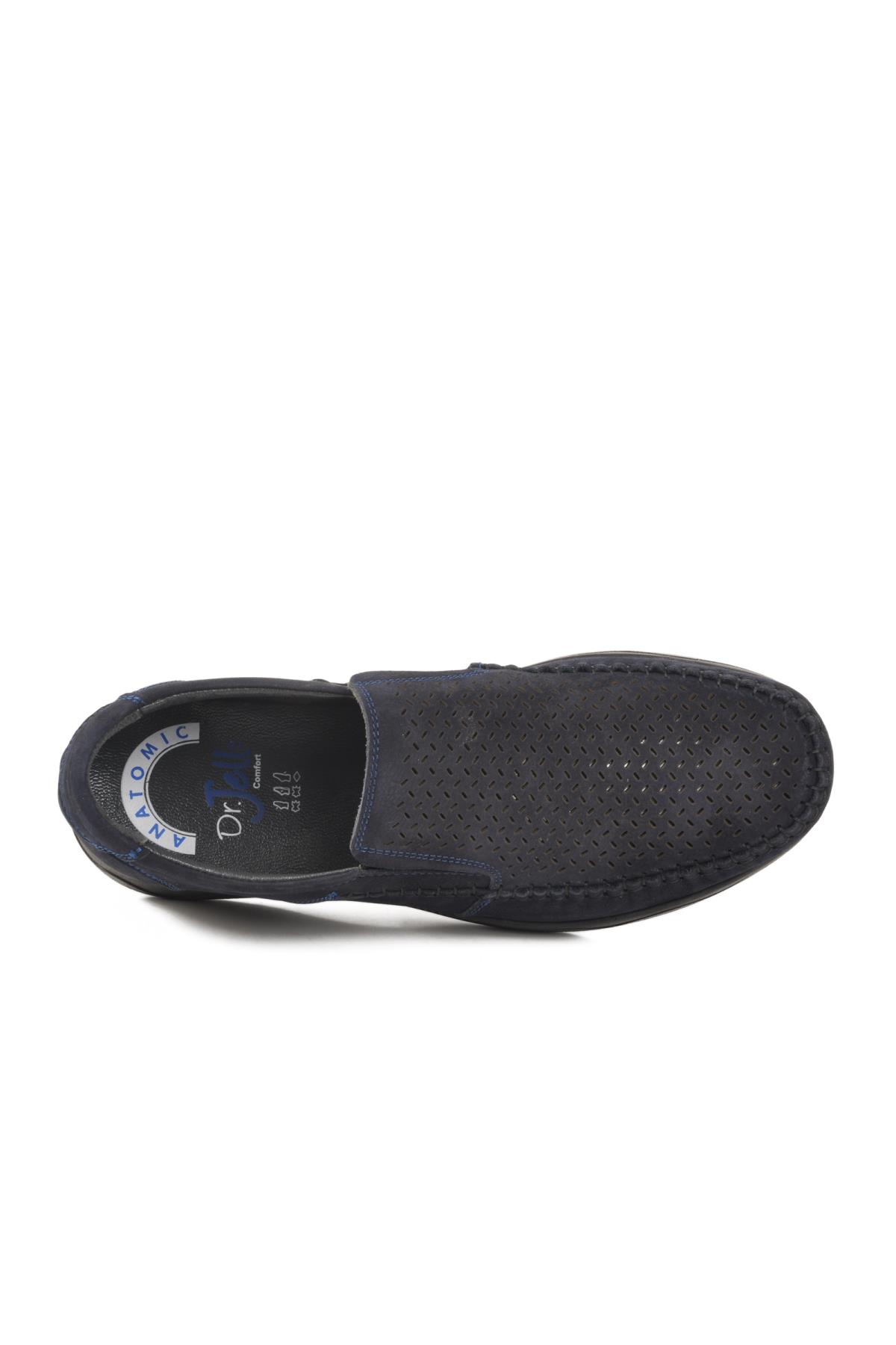 3Y1657-1-106 M Lacivert Nubuk Hakiki Deri Erkek Günlük Ayakkabı - Görsel 5