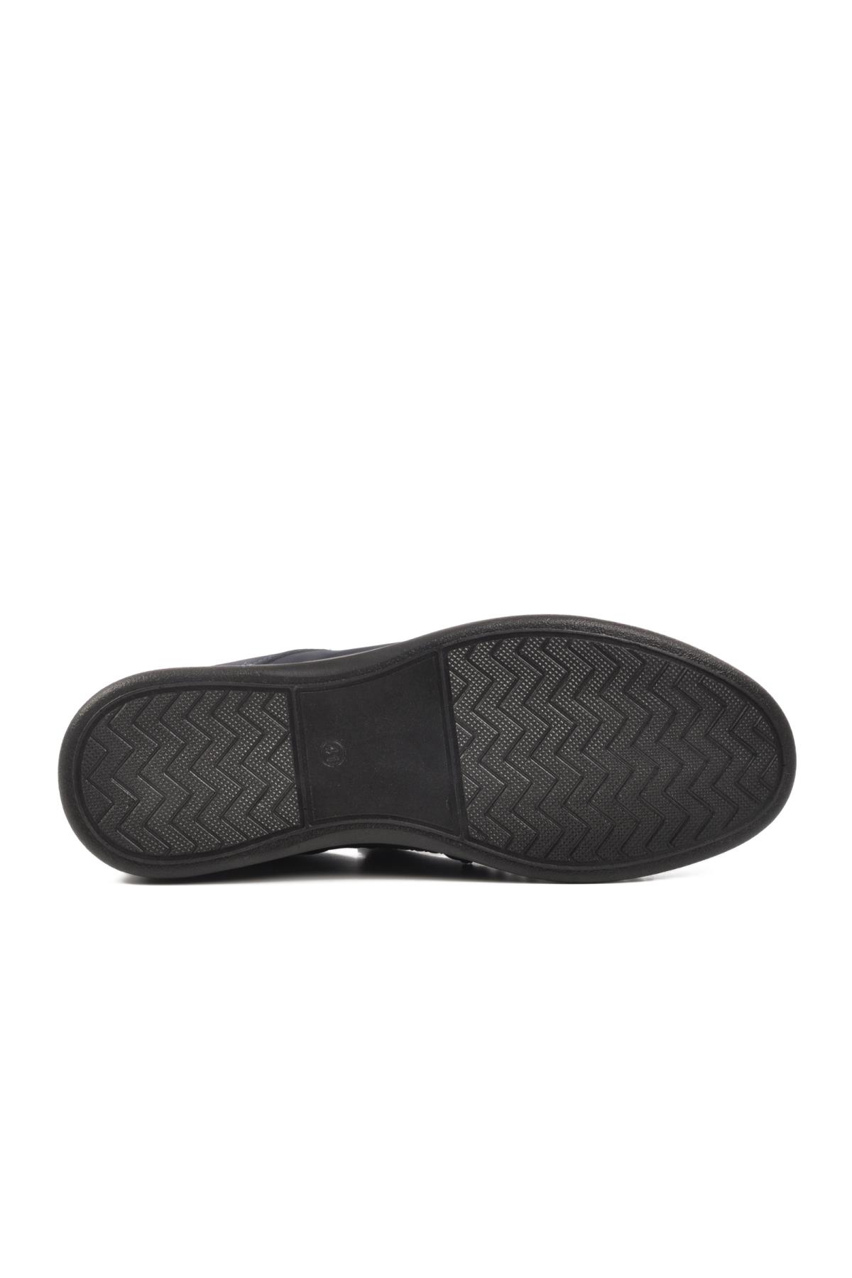 3Y1657-1-106 M Lacivert Nubuk Hakiki Deri Erkek Günlük Ayakkabı - Görsel 6