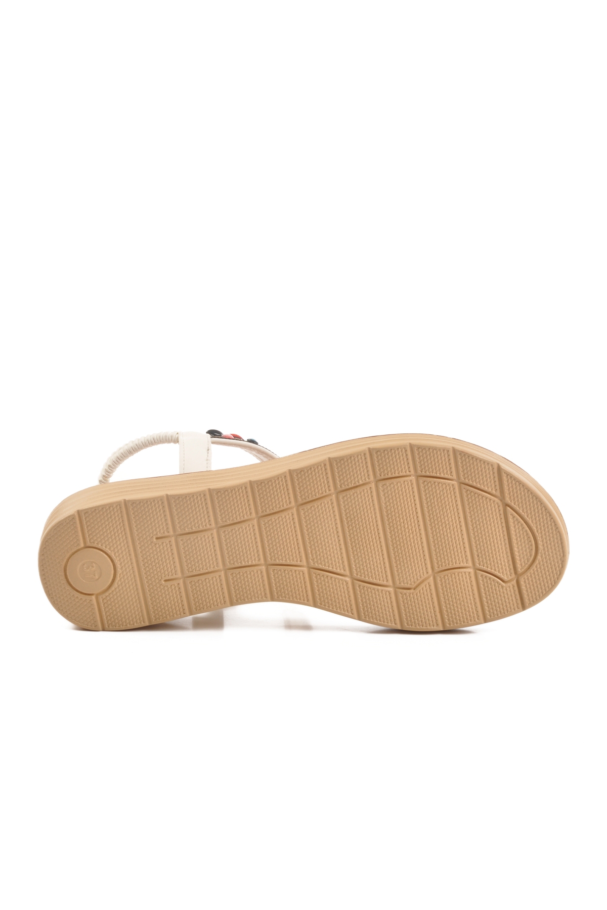 Beyaz Hakiki Deri Taş İşlemeli Kadın Sandalet 9634 Z - Görsel 6