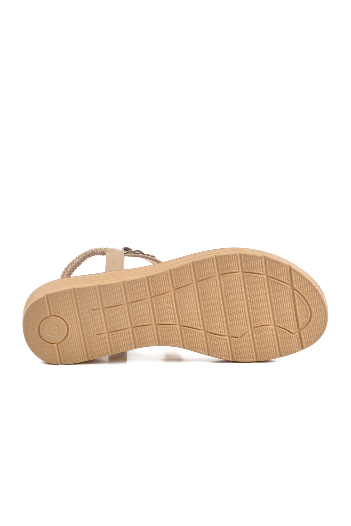 Bej Hakiki Deri Taş İşlemeli Kadın Sandalet 9634 Z - Görsel 6