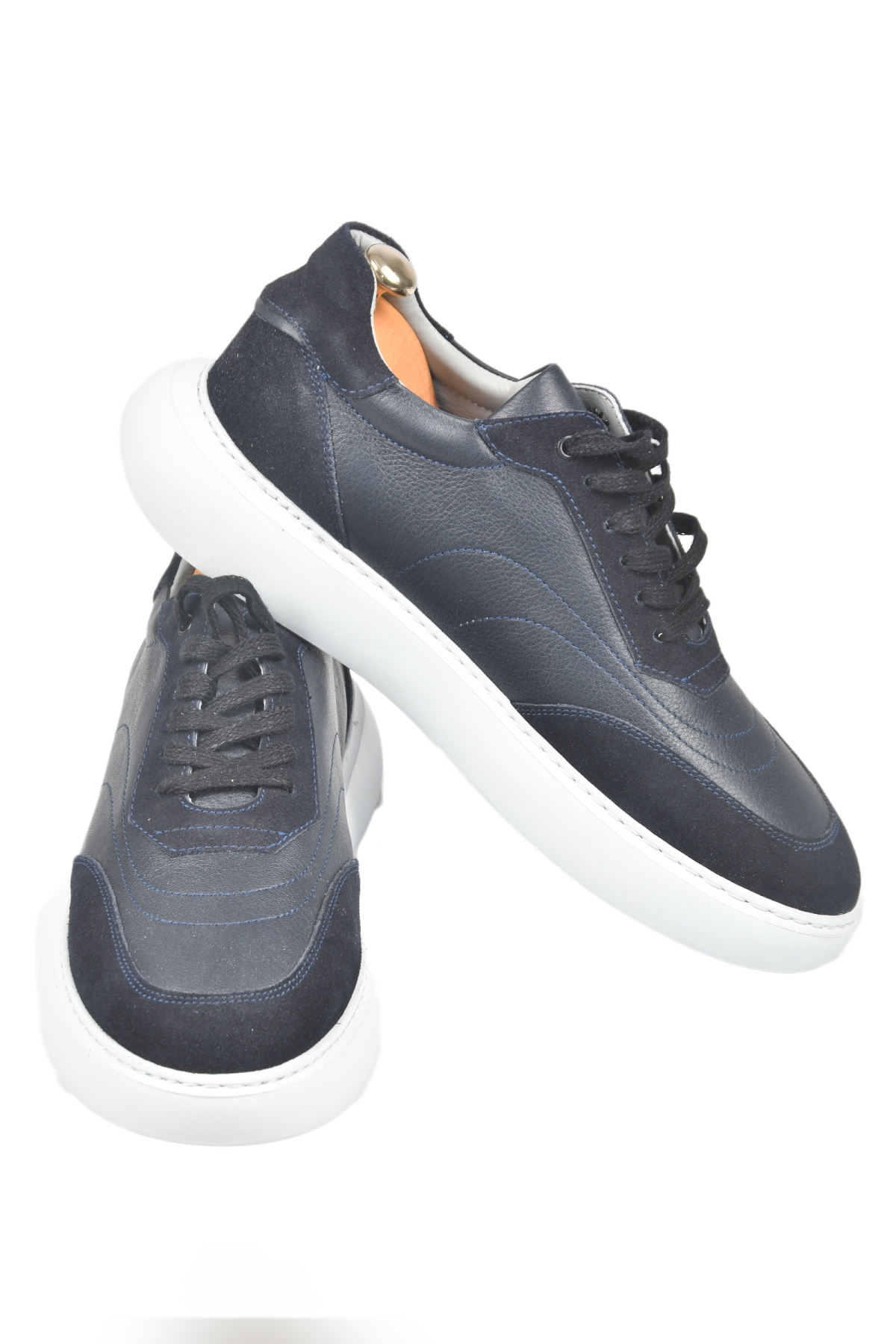 DeepSEA Erkek Lacivert Bağcıklı Eva Taban Hakiki Deri Ortopedik Spor Ayakkabı Sneaker2509966 - Görsel 6