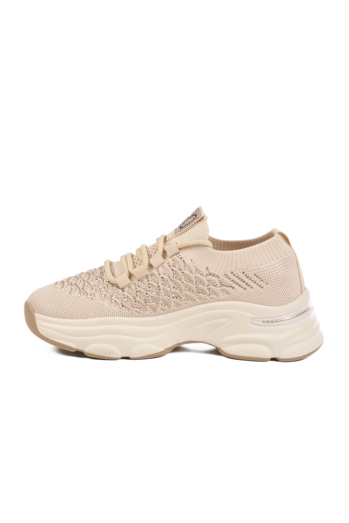 Krem Triko Örme Anatomik Kadın Sneaker - Görsel 3