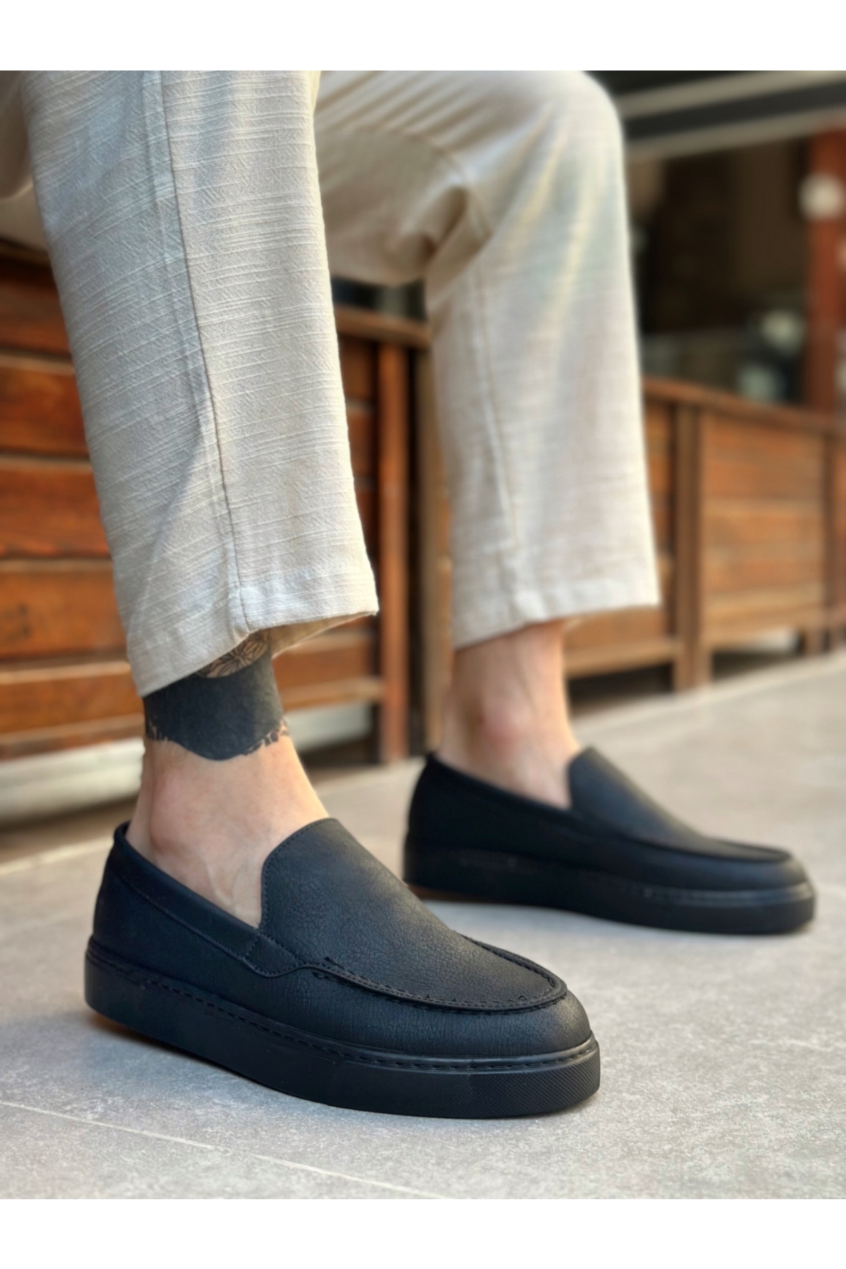 Bağcıksız Erkek Casual Ayakkabı SİYAH (SİYAH TABAN) - Görsel 2