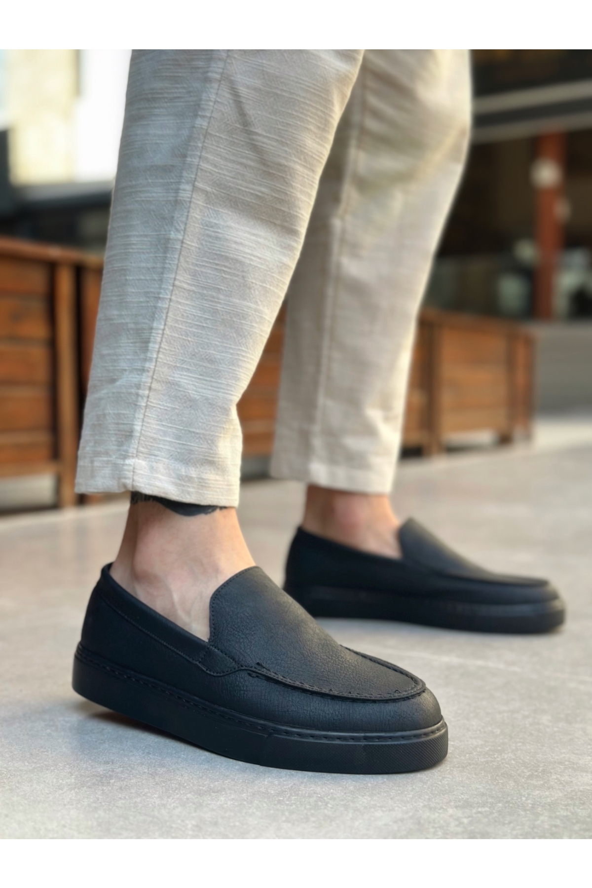 Bağcıksız Erkek Casual Ayakkabı SİYAH (SİYAH TABAN) - Görsel 3
