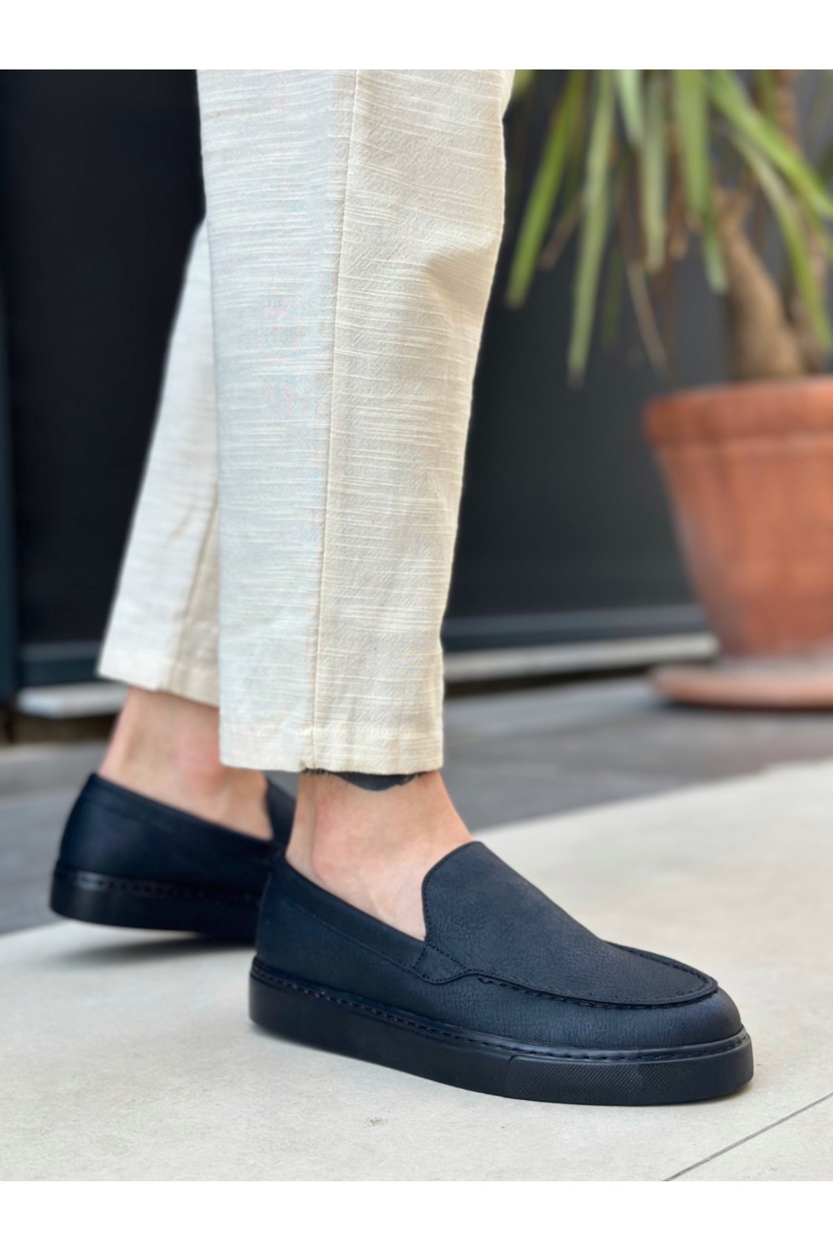 Bağcıksız Erkek Casual Ayakkabı SİYAH (SİYAH TABAN) - Görsel 5