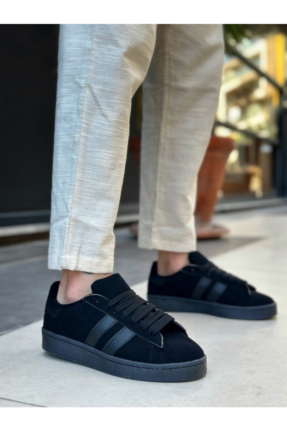 Bağcıklı Erkek Günlük Ayakkabı SİYAH (SİYAH TABAN) - Görsel 2