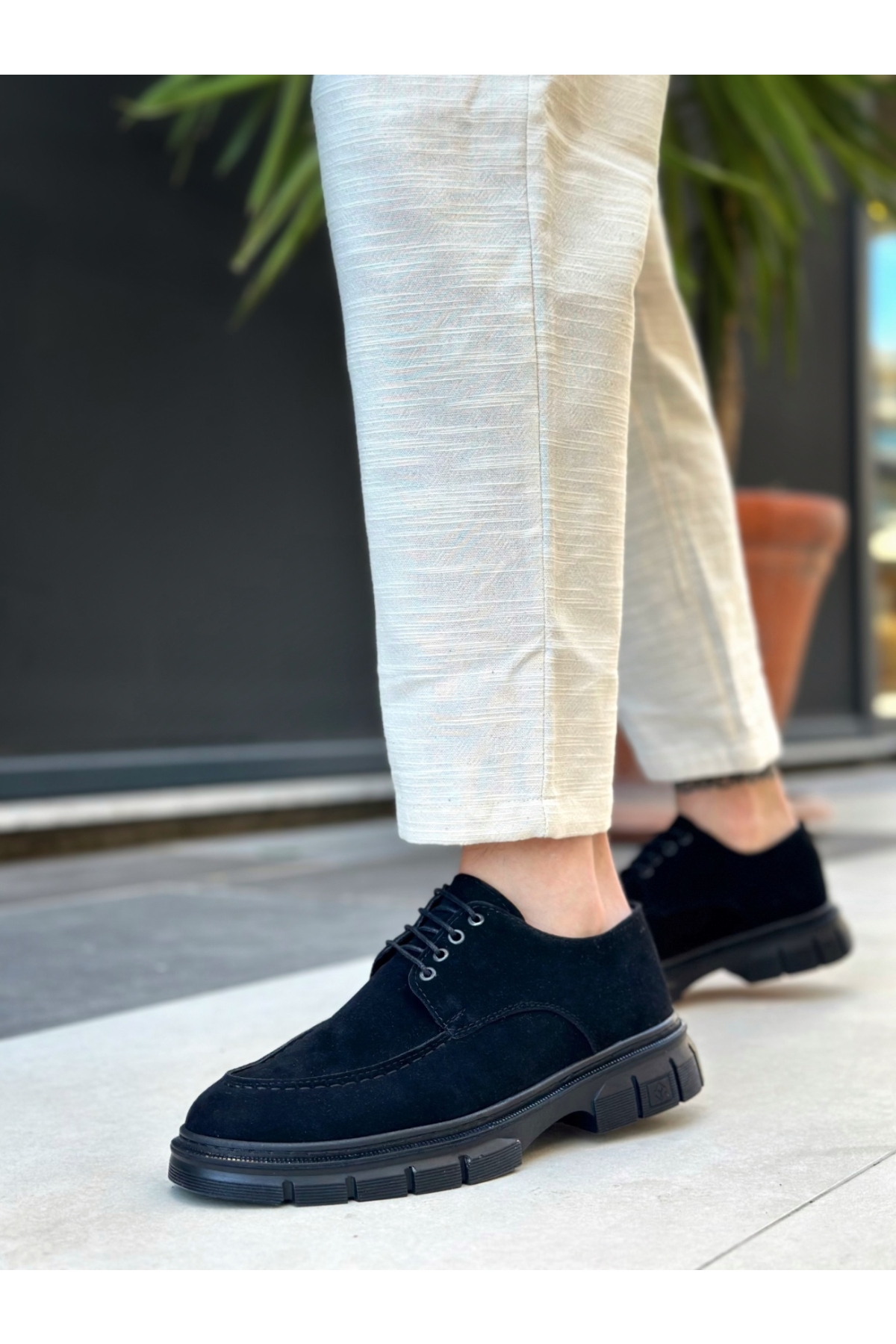 Bağcıklı Erkek Casual Ayakkabı SİYAH SÜET (SİYAH TABAN) - Görsel 3