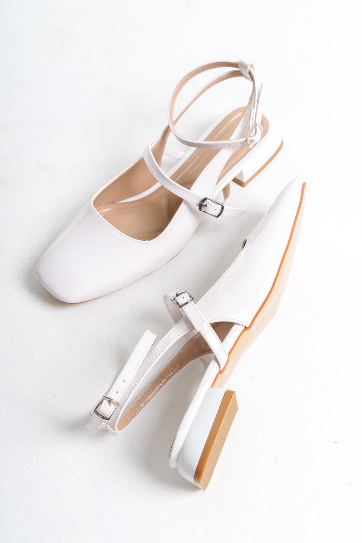 Atika Beyaz Rugan Mary Jane Babet Kısa Topuklu Günlük Ayakkabı - Görsel 3