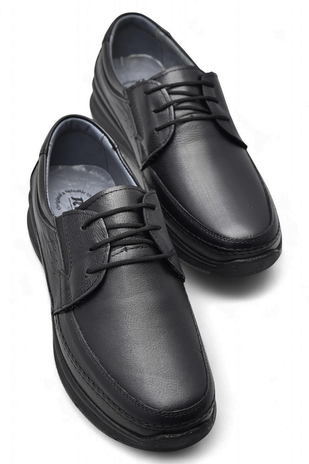 5884 Ortopedik Taban Siyah Hakiki Deri Erkek Ayakkabı Mevsimlik - Görsel 4