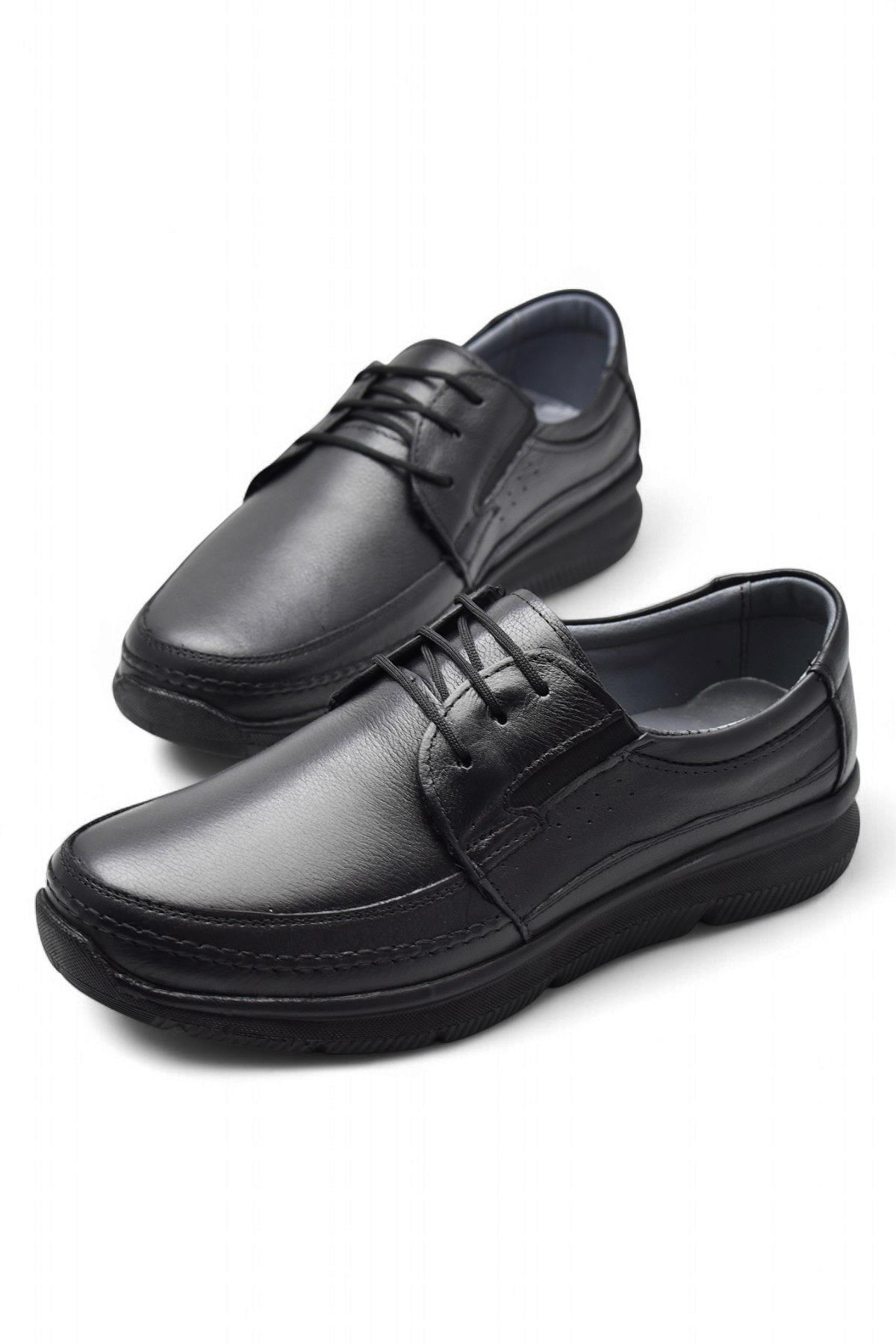 5884 Ortopedik Taban Siyah Hakiki Deri Erkek Ayakkabı Mevsimlik - Görsel 7