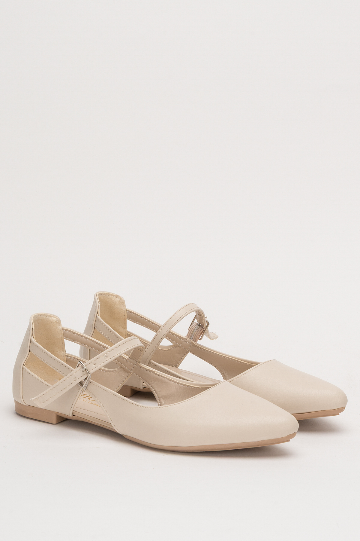 Kadın Yazlık Rahat Baretli Sivri Burun Babet Ayakkabı .2024.052 Ten - Görsel 3
