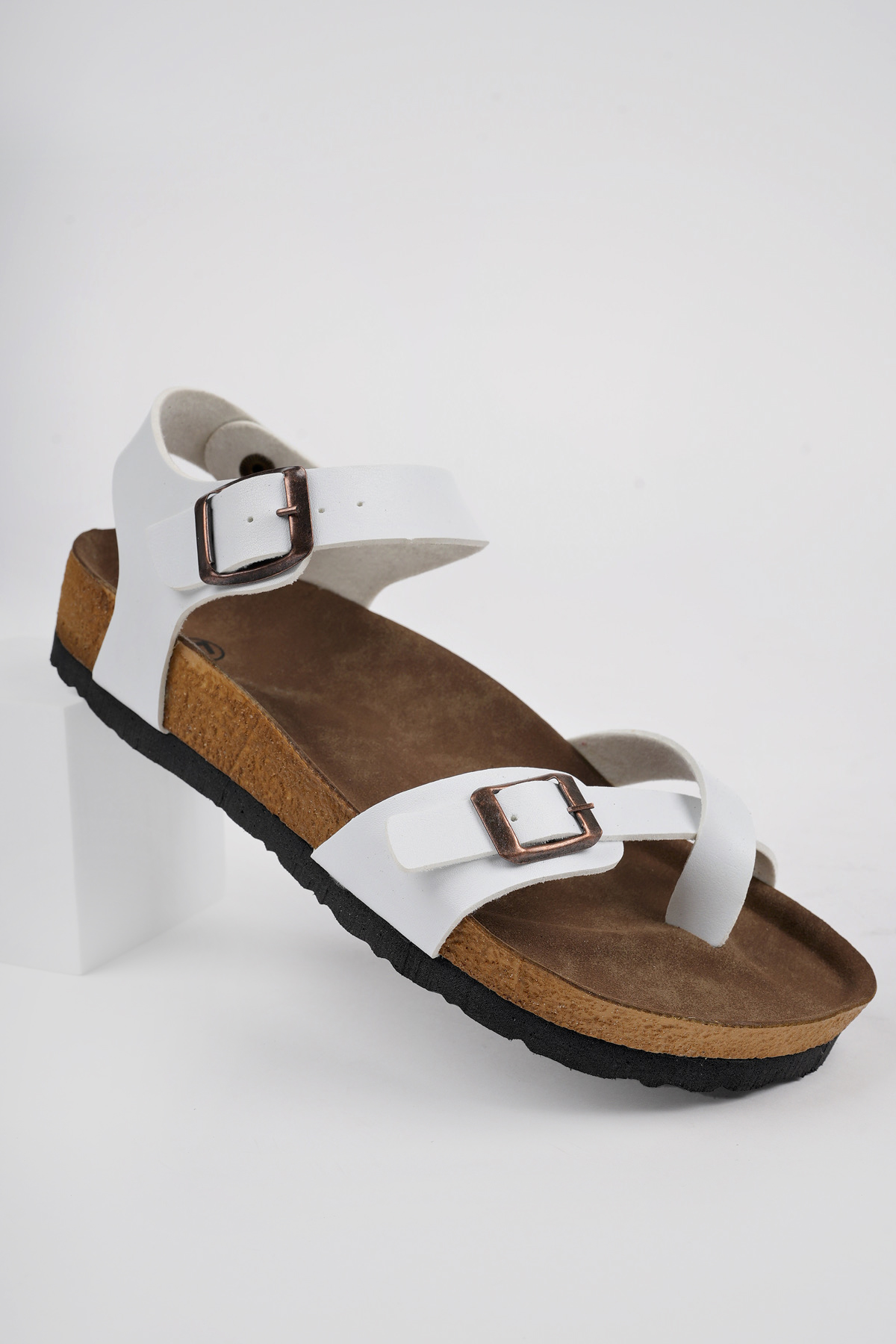 Kadın Anatomik Taban Garantili Parmak Arası Çıtlı Kolay Giyim Mayari Sandalet Beyaz Cilt - Görsel 6