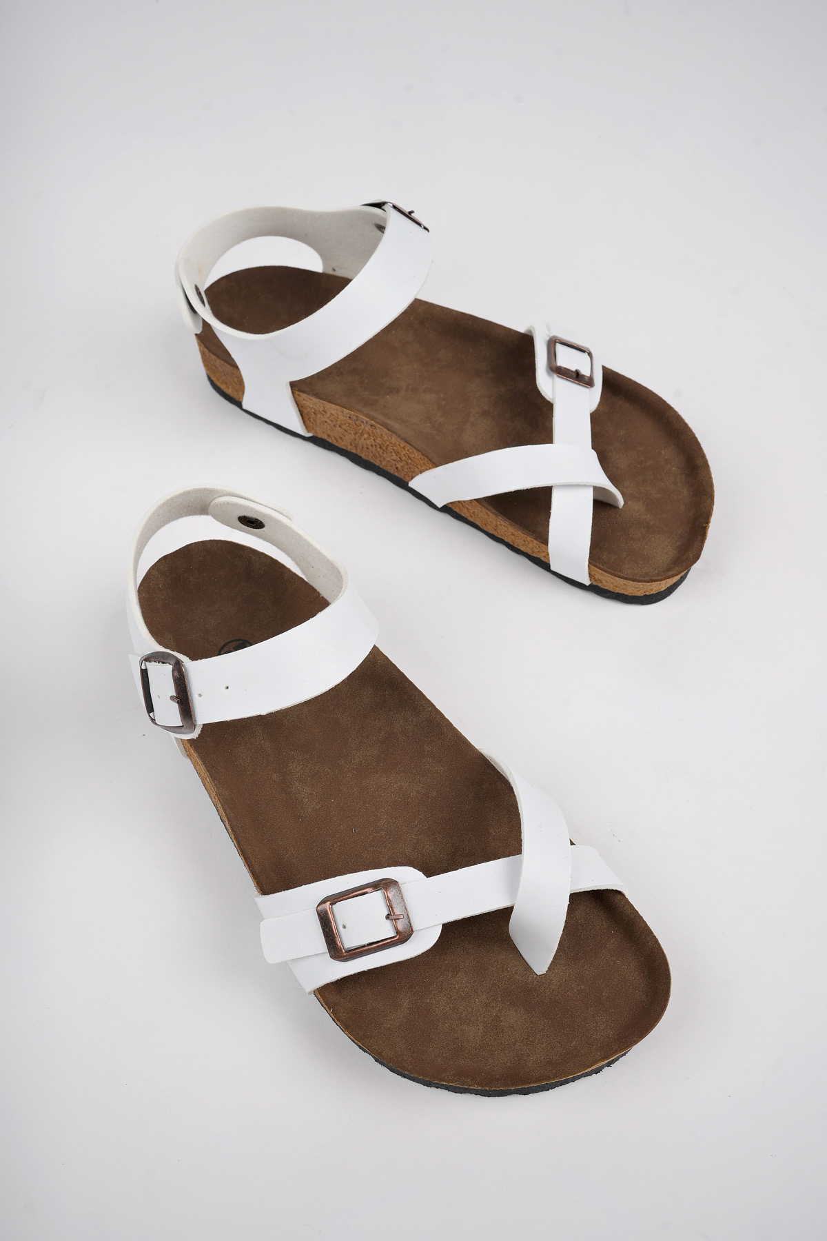 Kadın Anatomik Taban Garantili Parmak Arası Çıtlı Kolay Giyim Mayari Sandalet Beyaz Cilt - Görsel 7