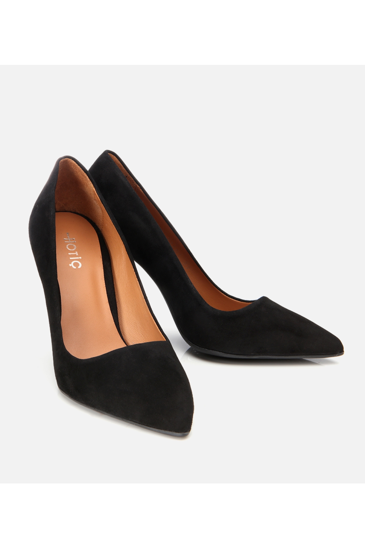 Kadın Süet Deri Siyah Stiletto - Görsel 3