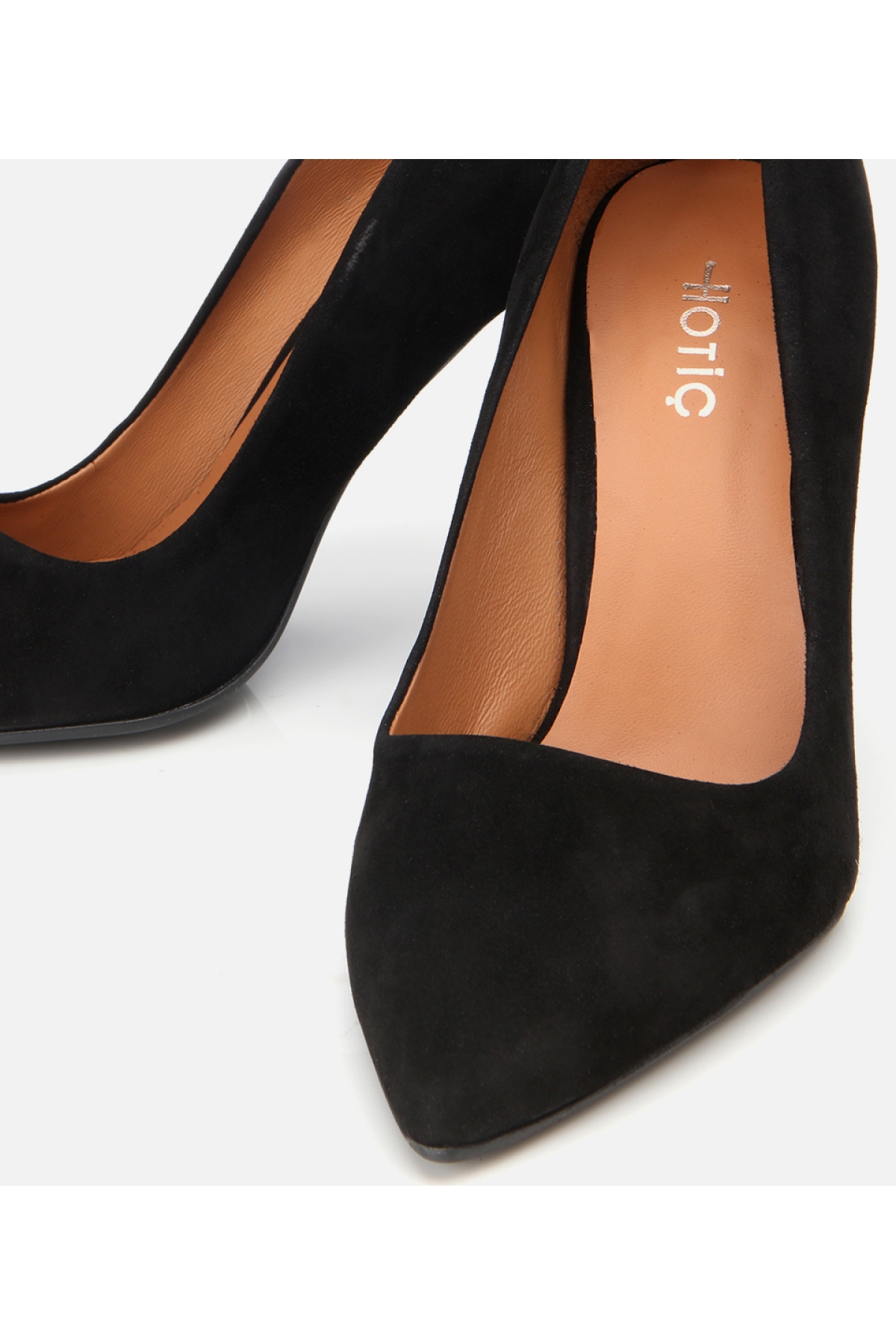 Kadın Süet Deri Siyah Stiletto - Görsel 4