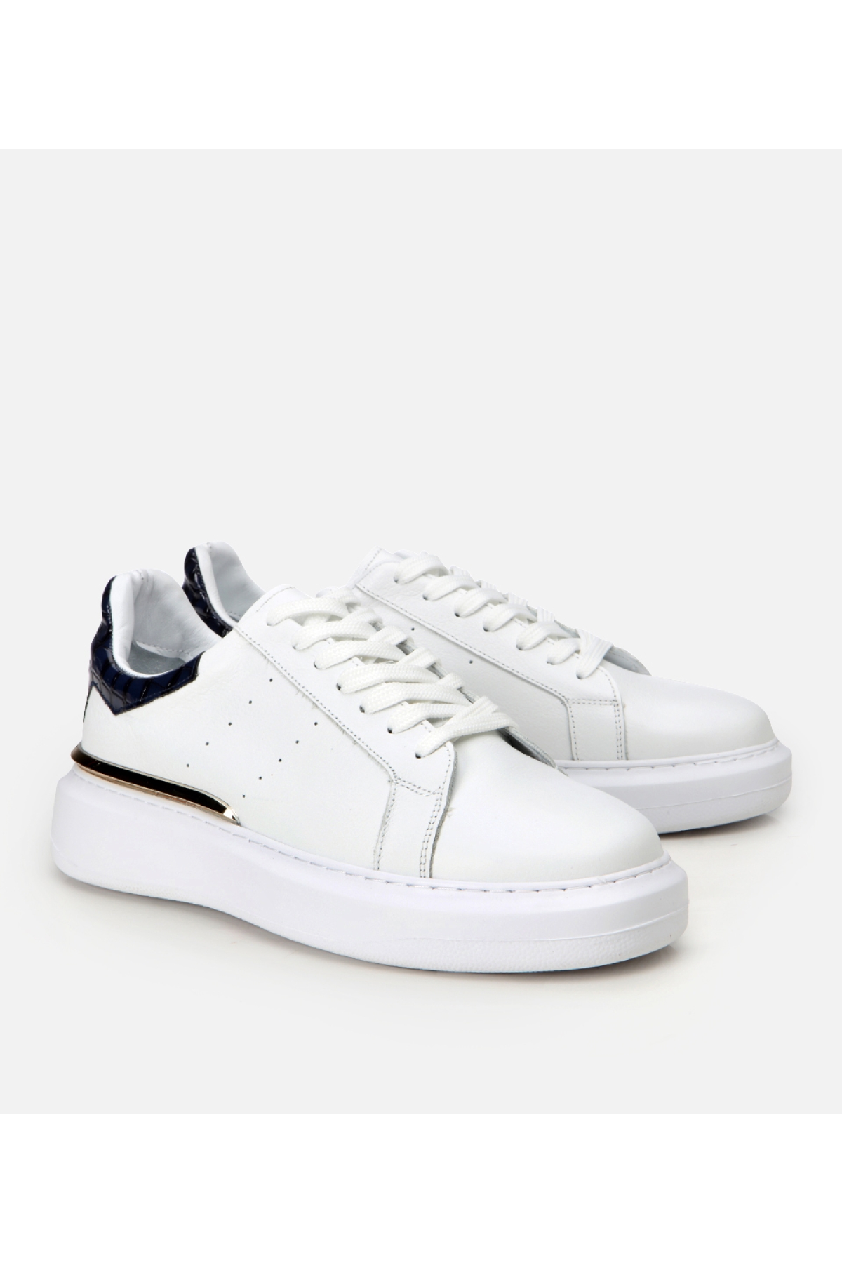 Erkek Deri Beyaz Hafif Tabanlı Spor Ayakkabı - Görsel 3