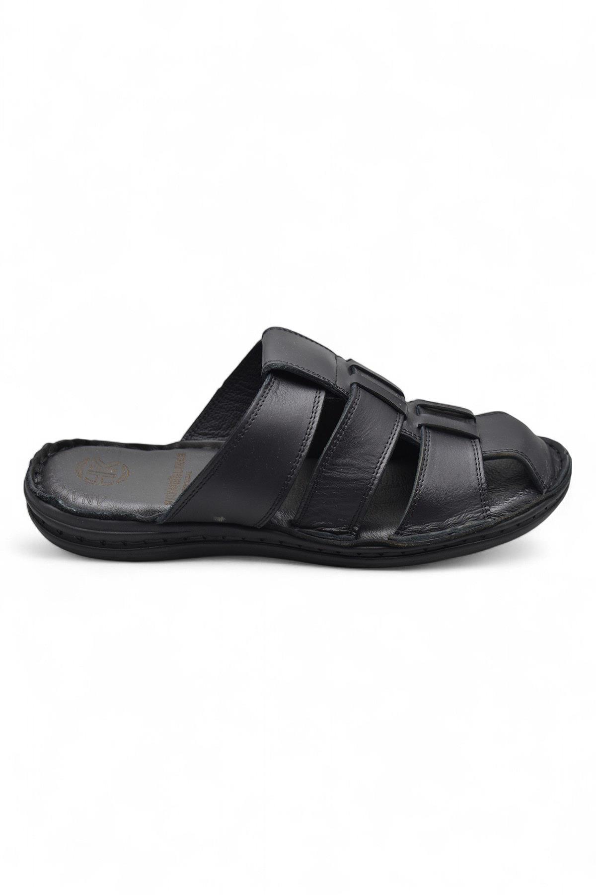 089 Puff Ortopedik Taban Günlük Hakiki Deri Erkek Terlik Erkek Kapalı Terlik - Görsel 2