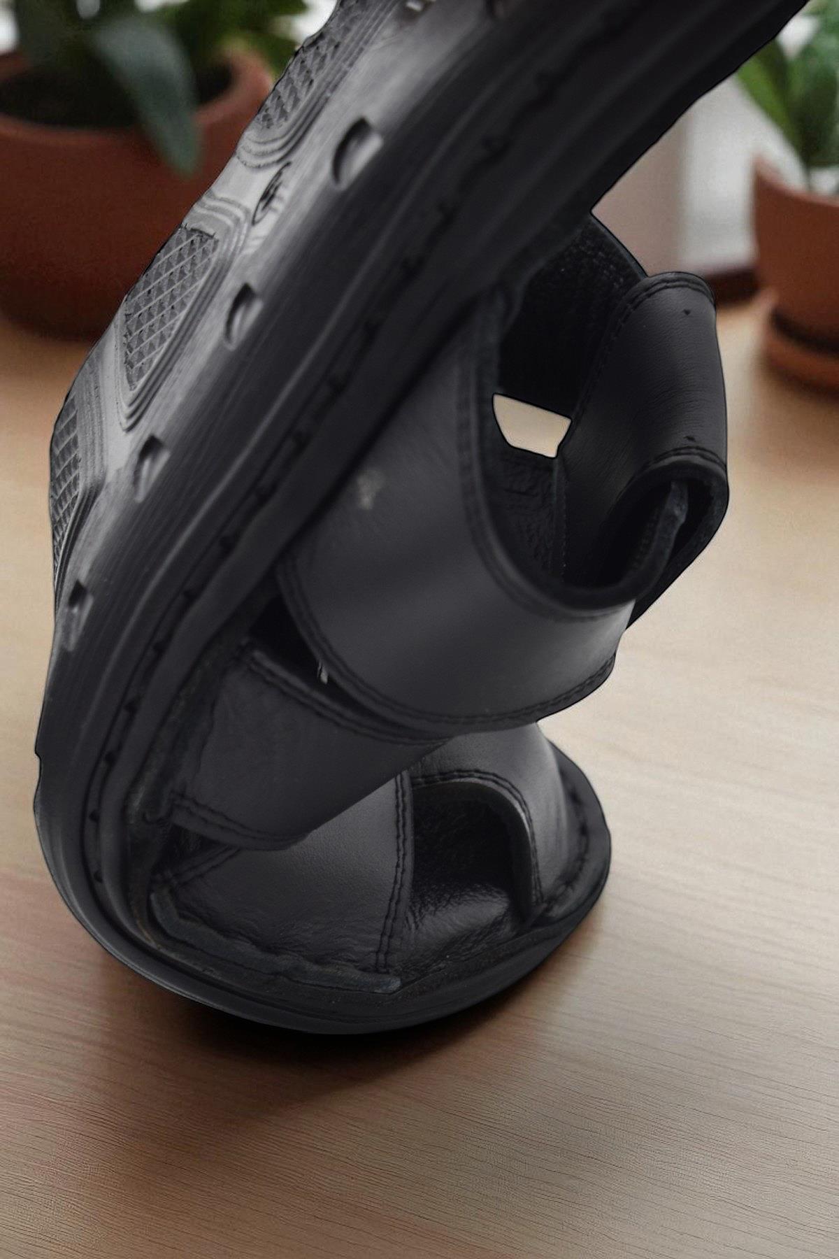 089 Puff Ortopedik Taban Günlük Hakiki Deri Erkek Terlik Erkek Kapalı Terlik - Görsel 6