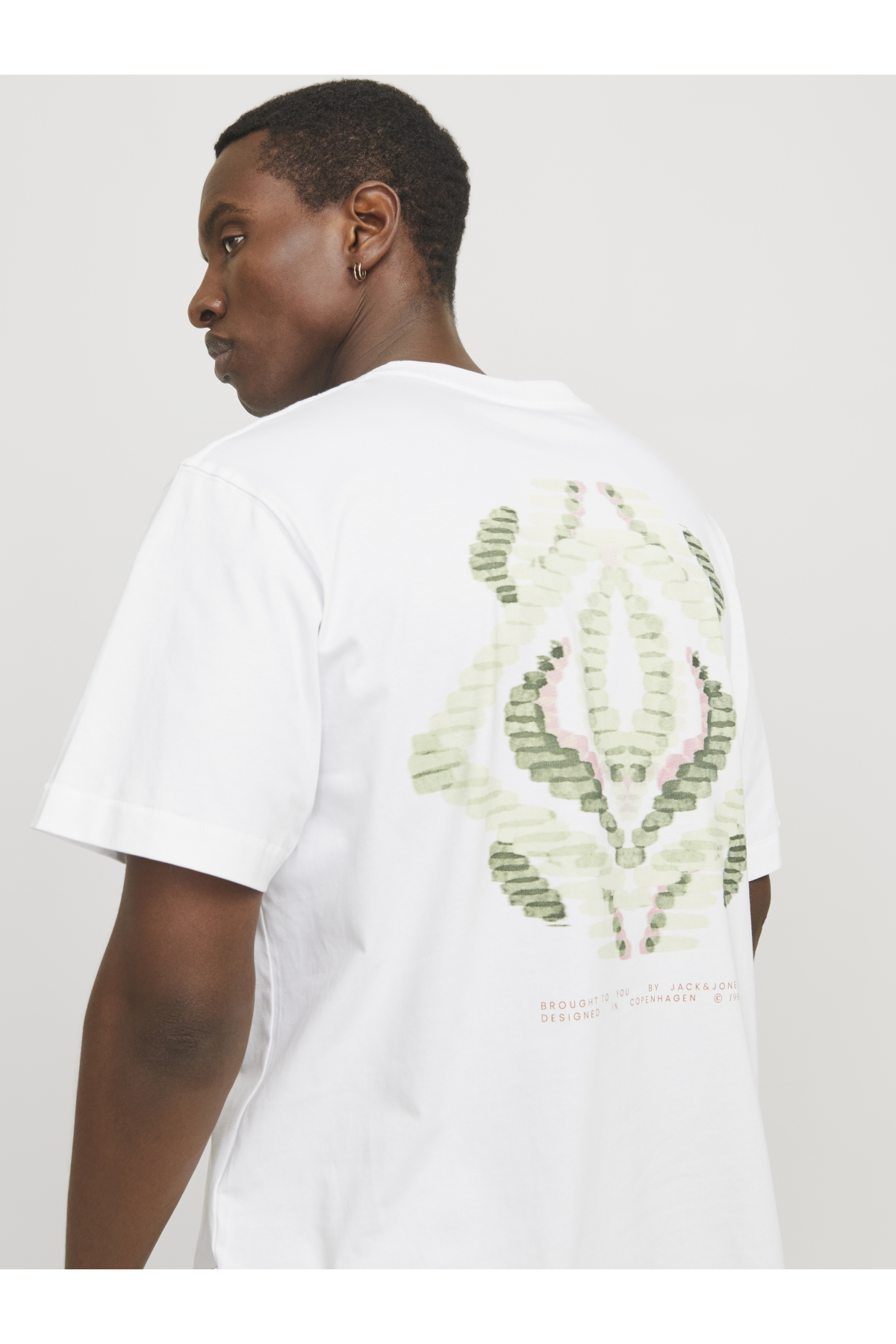 Jack Jones Jorporto Pattern Tee Ss Crew Neck Erkek Beyaz Tshirt