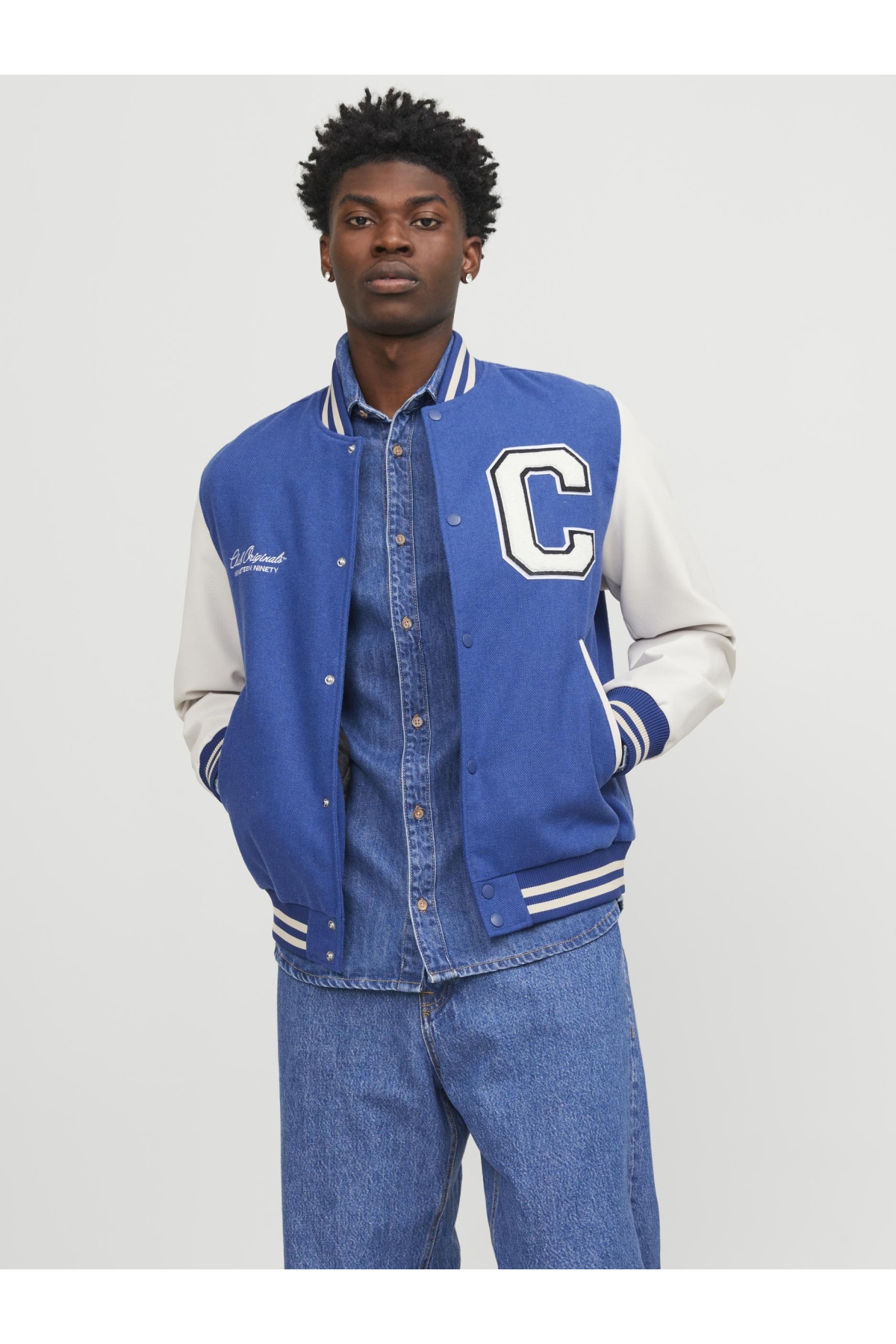 Jack Jones Jorcollege Wool Blend Bomber Noos Erkek Mavi Ceket