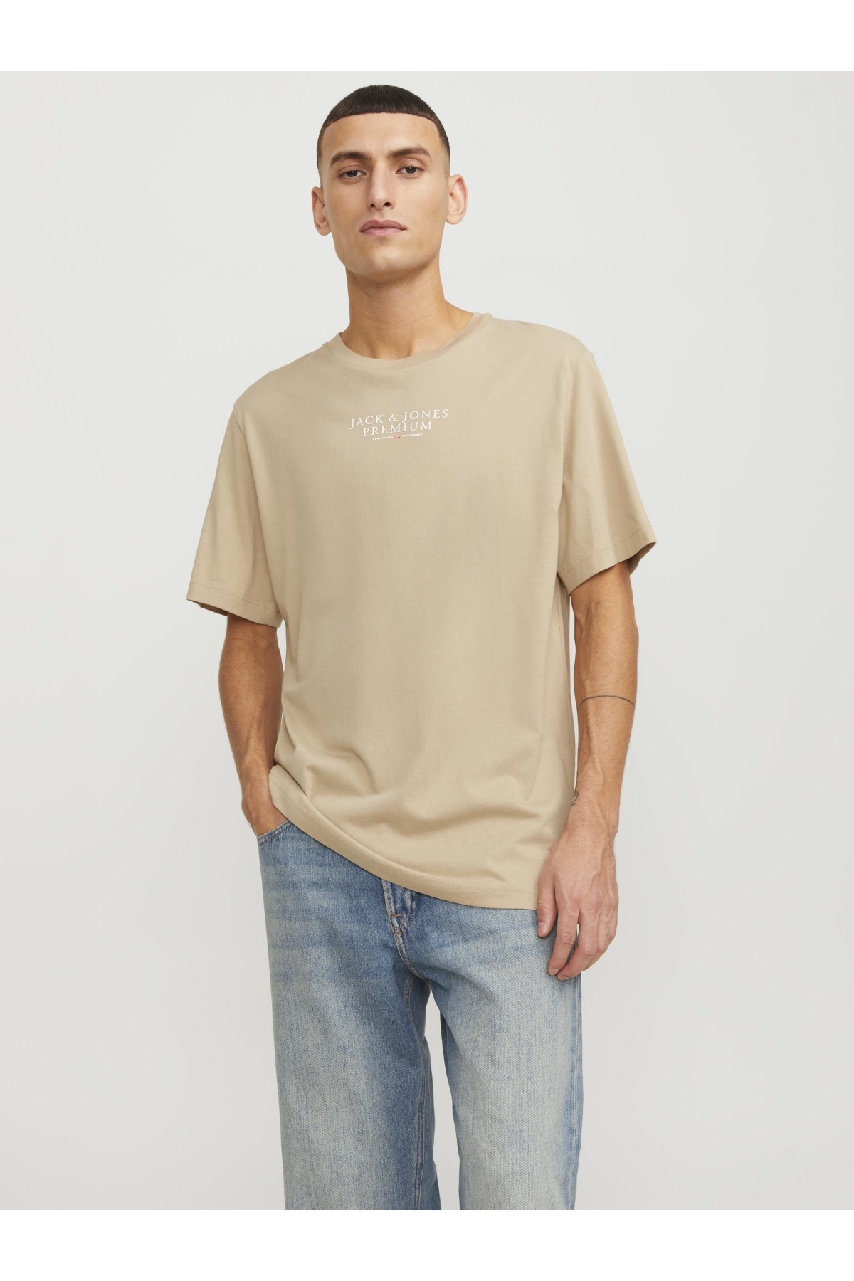 Jack Jones Jprbluarchıe Ss Tee Crew Neck Noos Erkek Bej Tshirt
