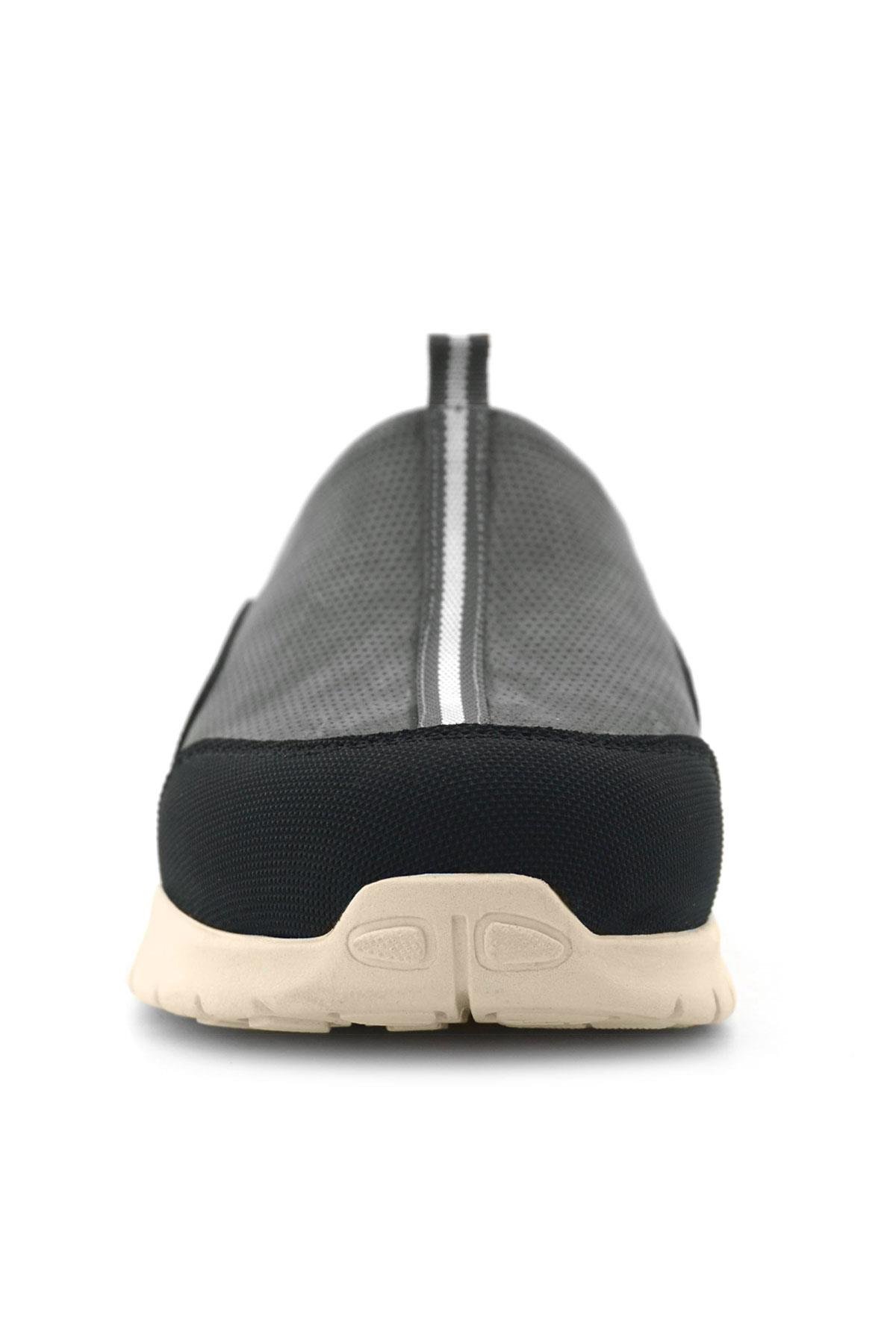 Medikal Hakiki Deri Gri Siyah Krem Tabanlı Comfort Spor Terlik - Görsel 5