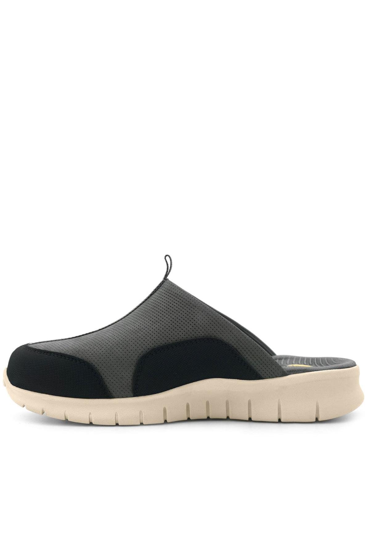 Medikal Hakiki Deri Gri Siyah Krem Tabanlı Comfort Spor Terlik - Görsel 6