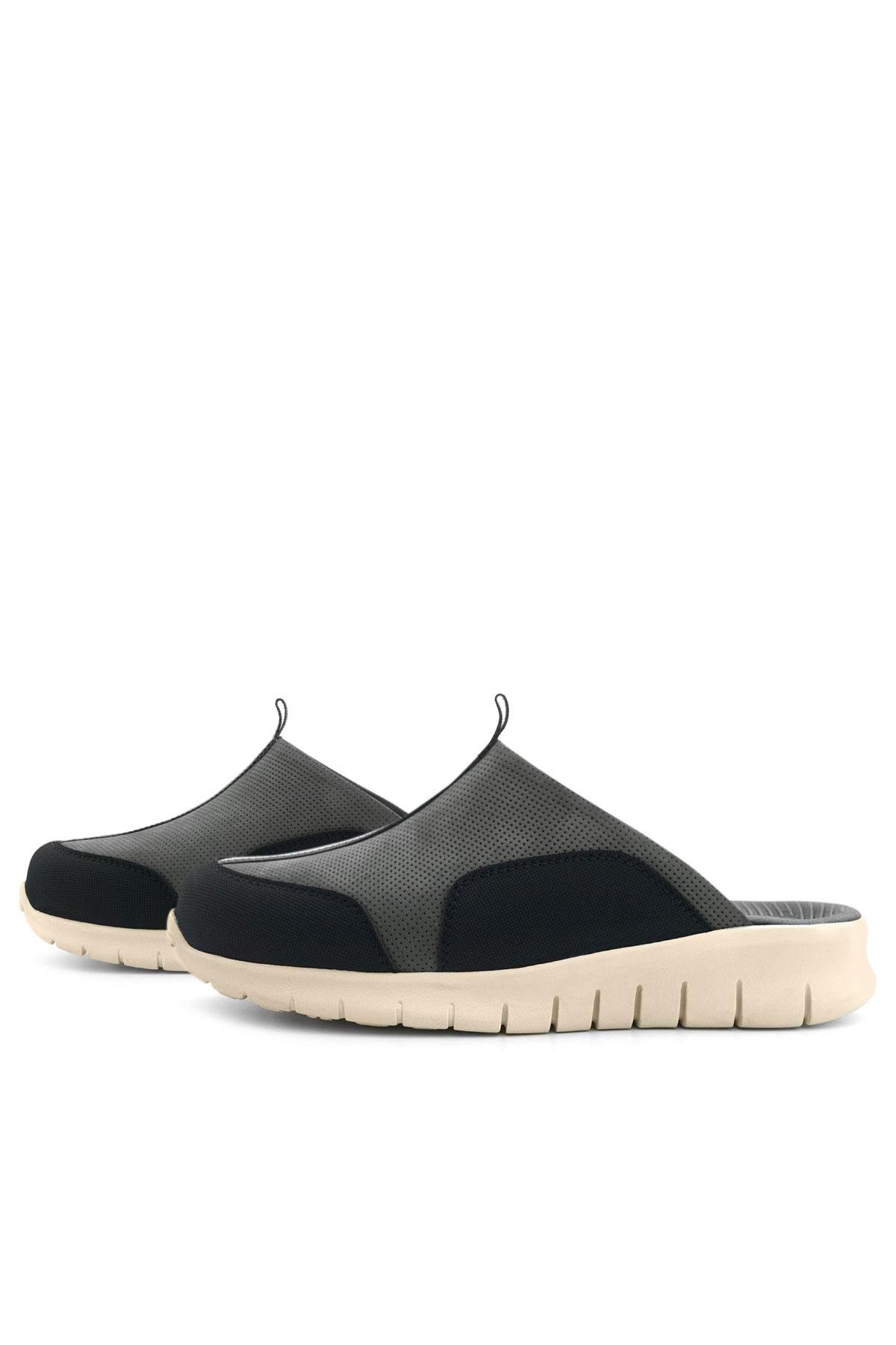 Medikal Hakiki Deri Gri Siyah Krem Tabanlı Comfort Spor Terlik - Görsel 7