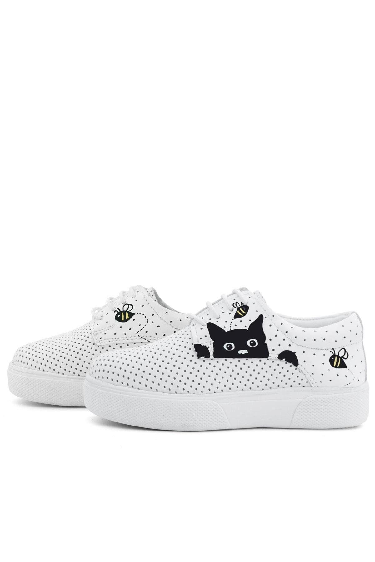 Tbons Özel Tasarım Hakiki Deri Beyaz Lastikli Çocuk Günlük Ayakkabı - Görsel 7