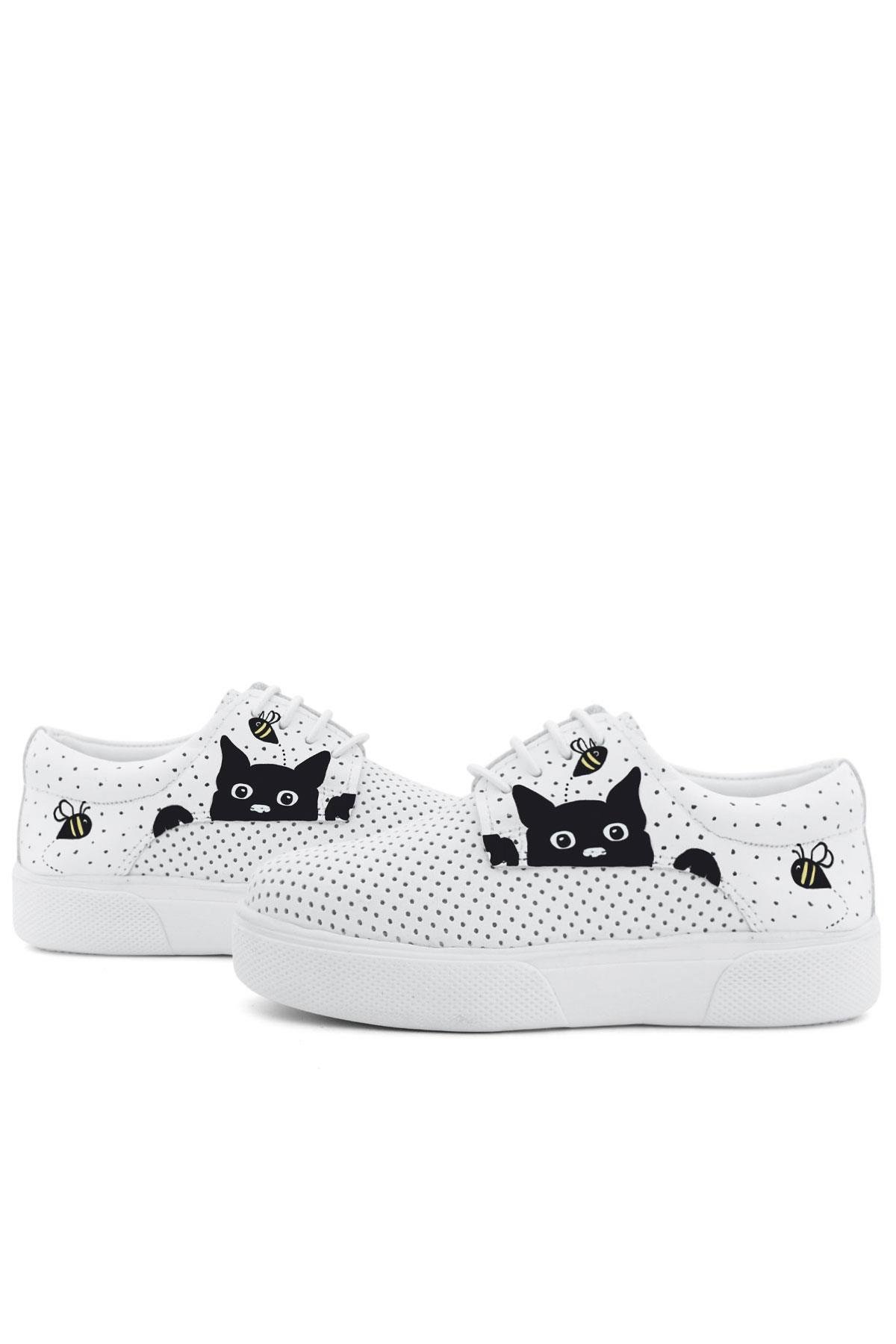 Tbons Özel Tasarım Hakiki Deri Beyaz Lastikli Çocuk Günlük Ayakkabı - Görsel 9