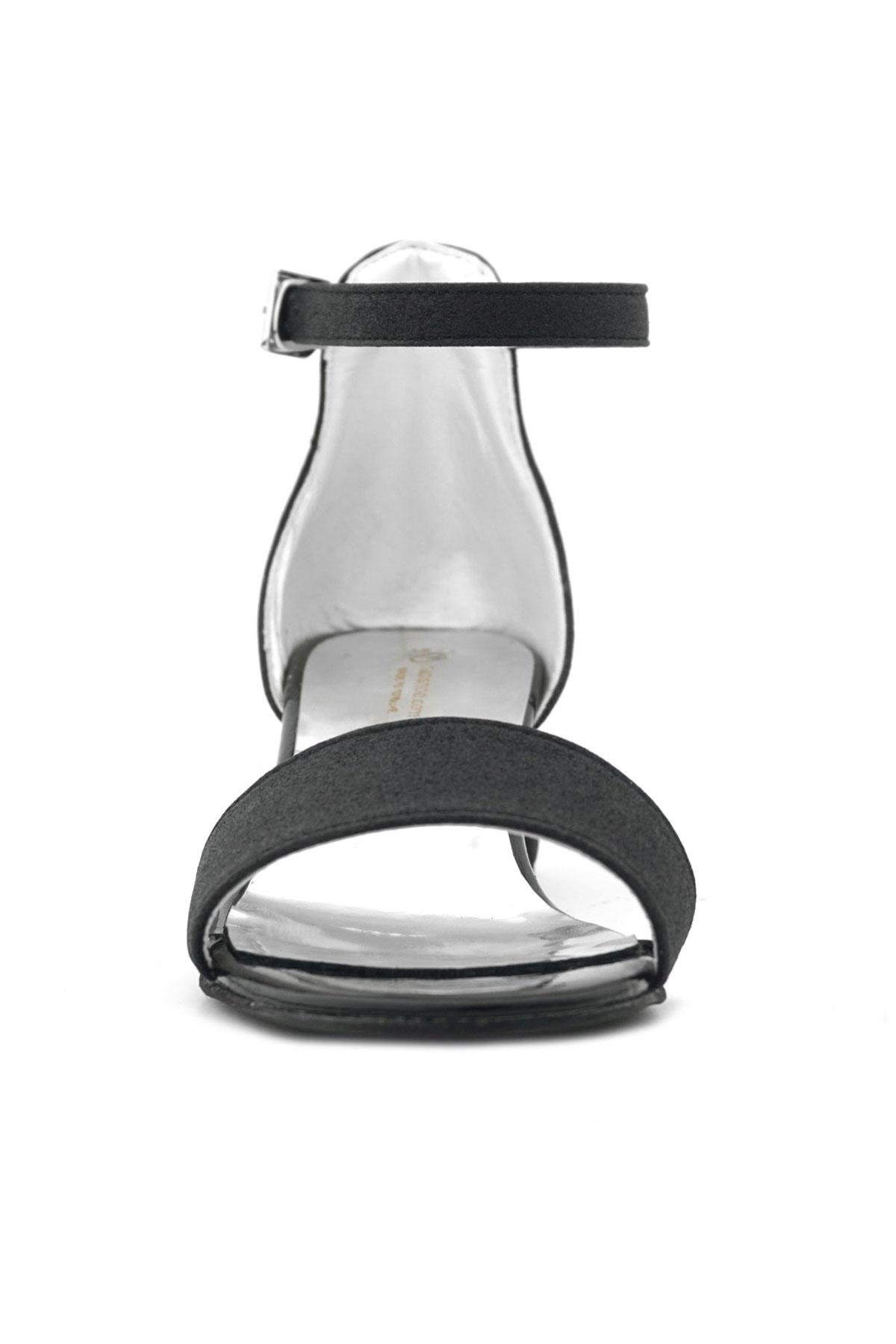 Lilo Simli Siyah Tek Bantlı Kız Çocuk Topuklu Abiye Ayakkabı - Görsel 4