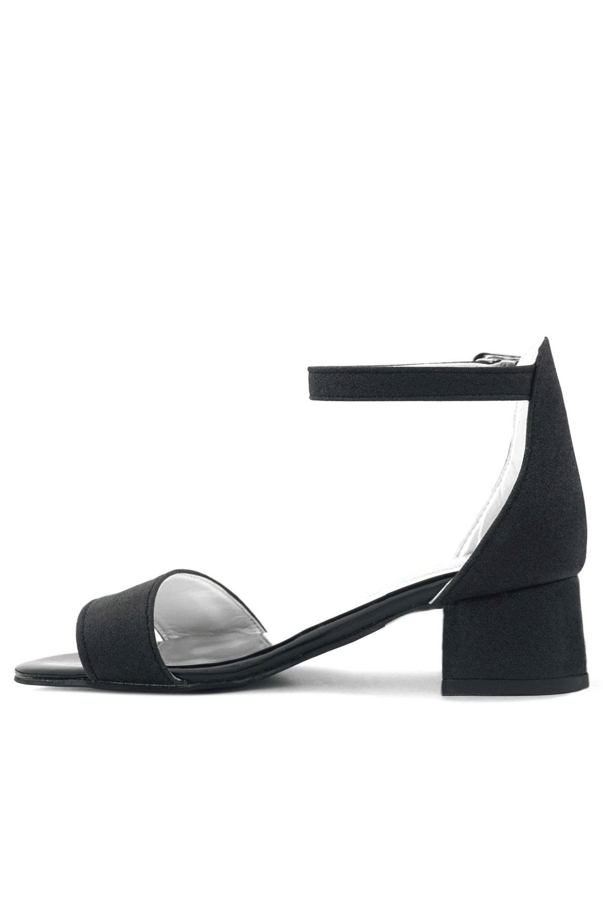 Lilo Simli Siyah Tek Bantlı Kız Çocuk Topuklu Abiye Ayakkabı - Görsel 5