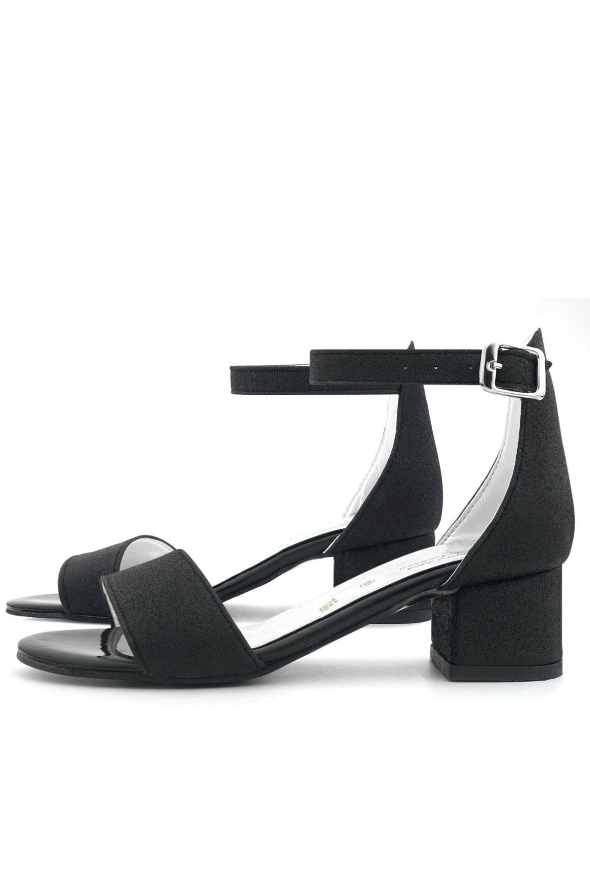 Lilo Simli Siyah Tek Bantlı Kız Çocuk Topuklu Abiye Ayakkabı - Görsel 6