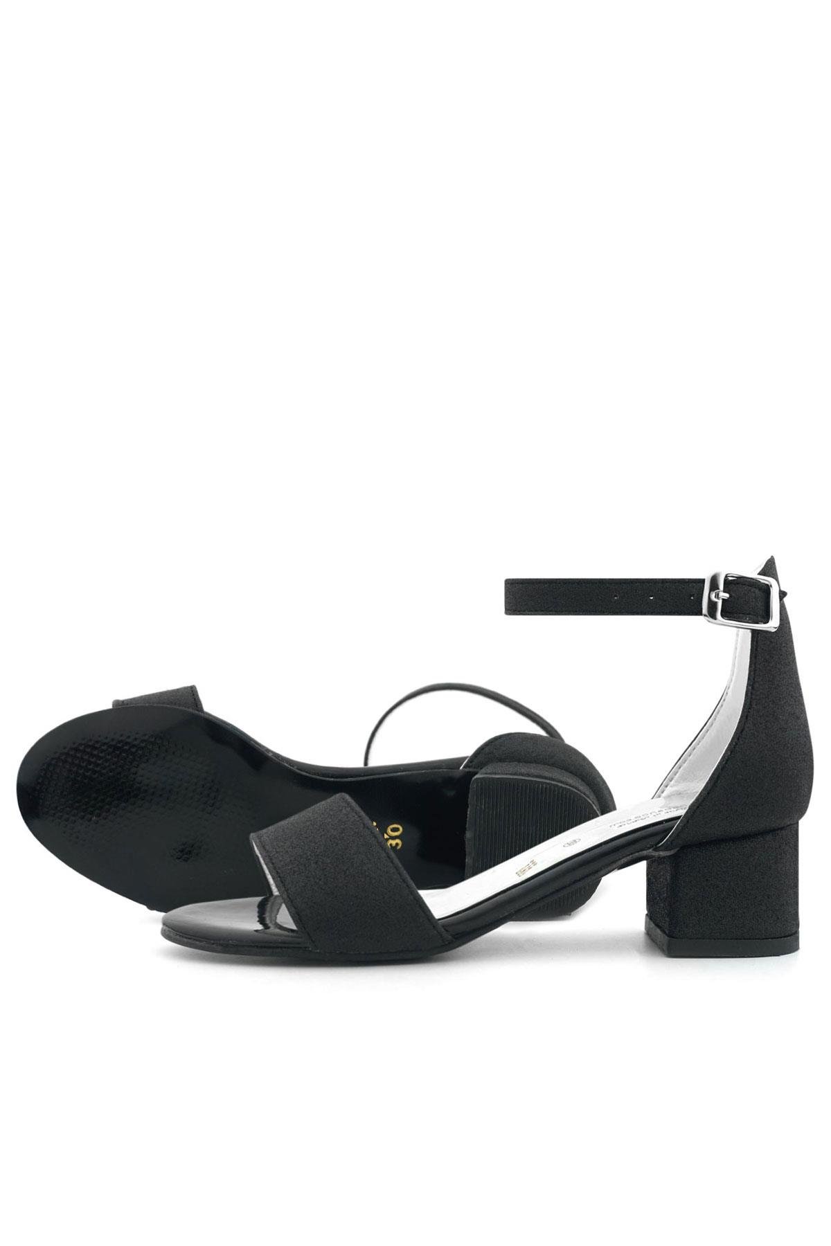 Lilo Simli Siyah Tek Bantlı Kız Çocuk Topuklu Abiye Ayakkabı - Görsel 7
