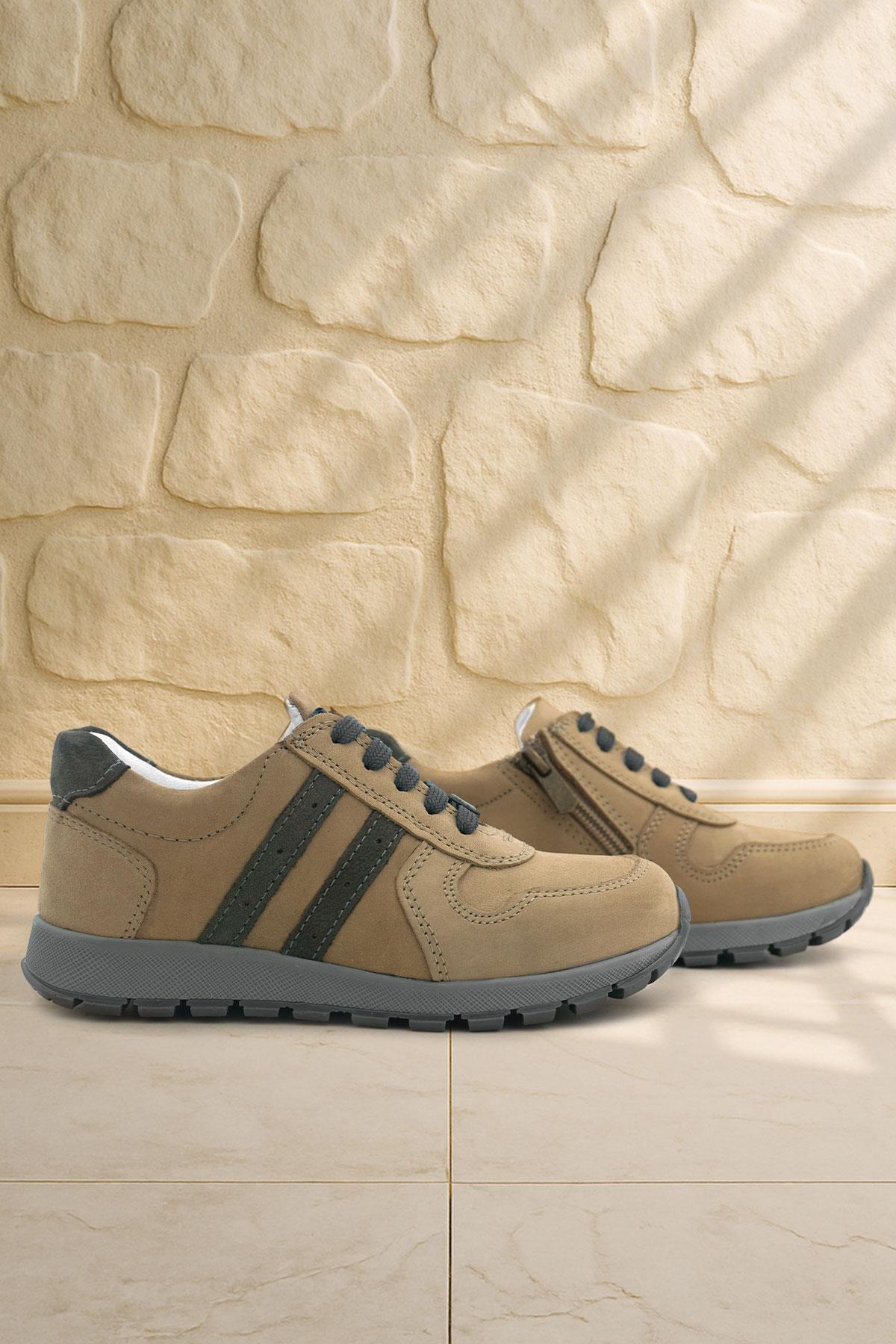 Hakiki Deri Kum Fermuarlı Bağcıklı Erkek Çocuk Spor Okul Ayakkabı - Görsel 4