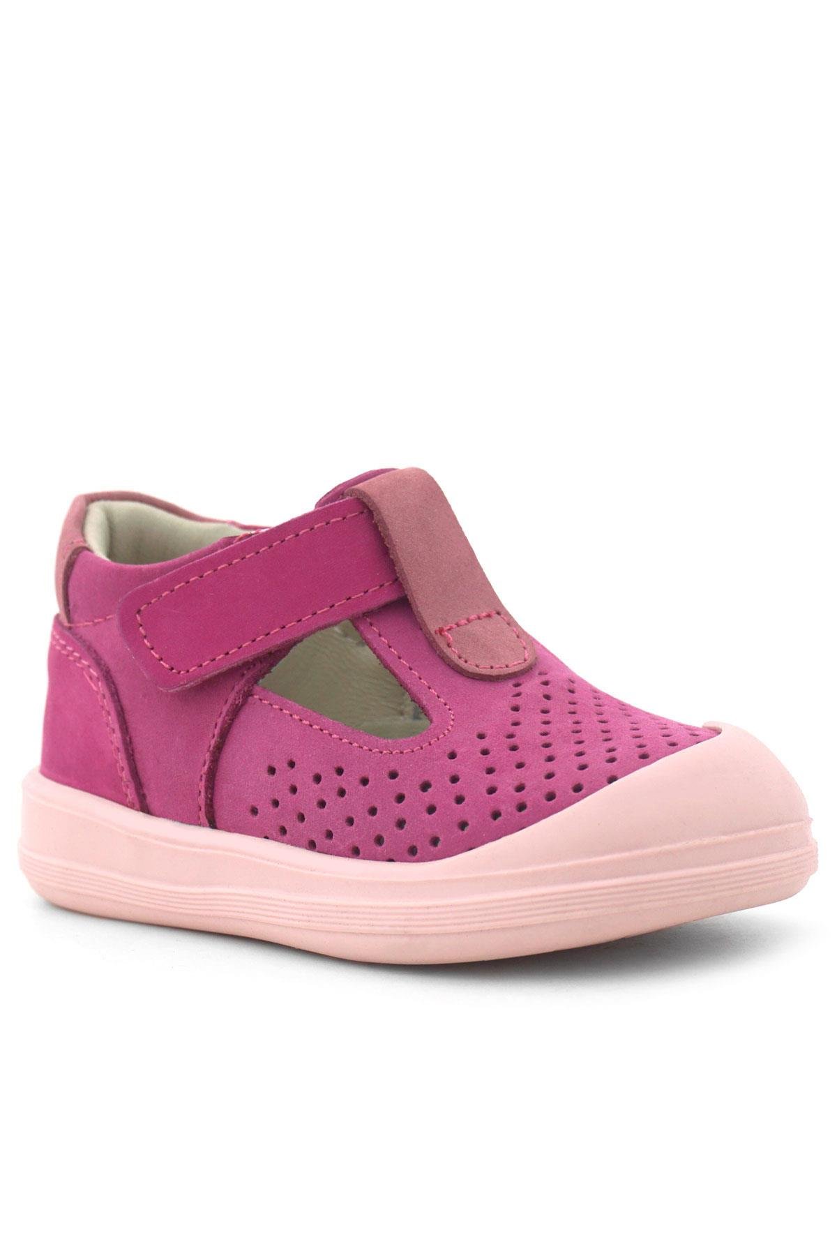 Shaun Hakiki Deri Fuşya Pembe Cırtlı Anatomik Bebek Sandalet - Görsel 3