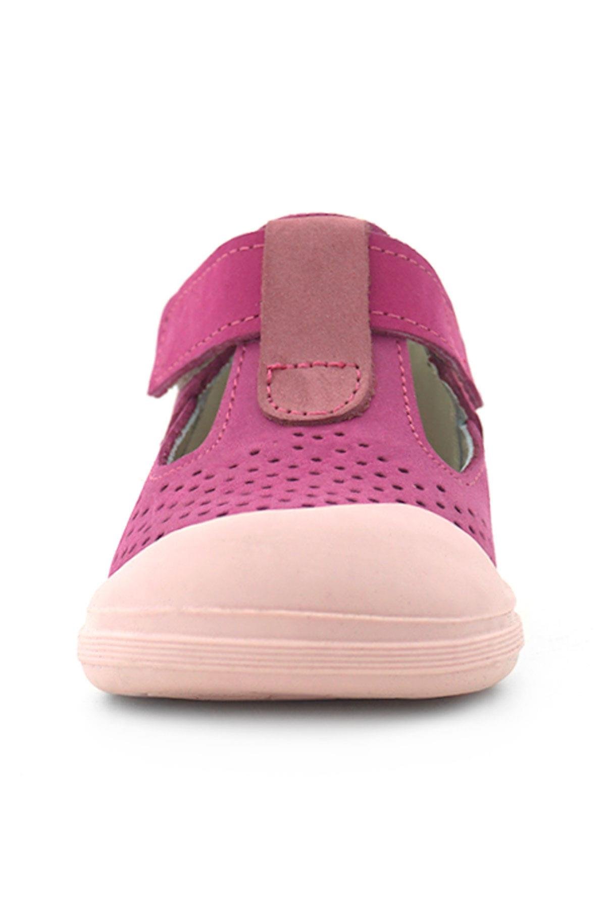 Shaun Hakiki Deri Fuşya Pembe Cırtlı Anatomik Bebek Sandalet - Görsel 4