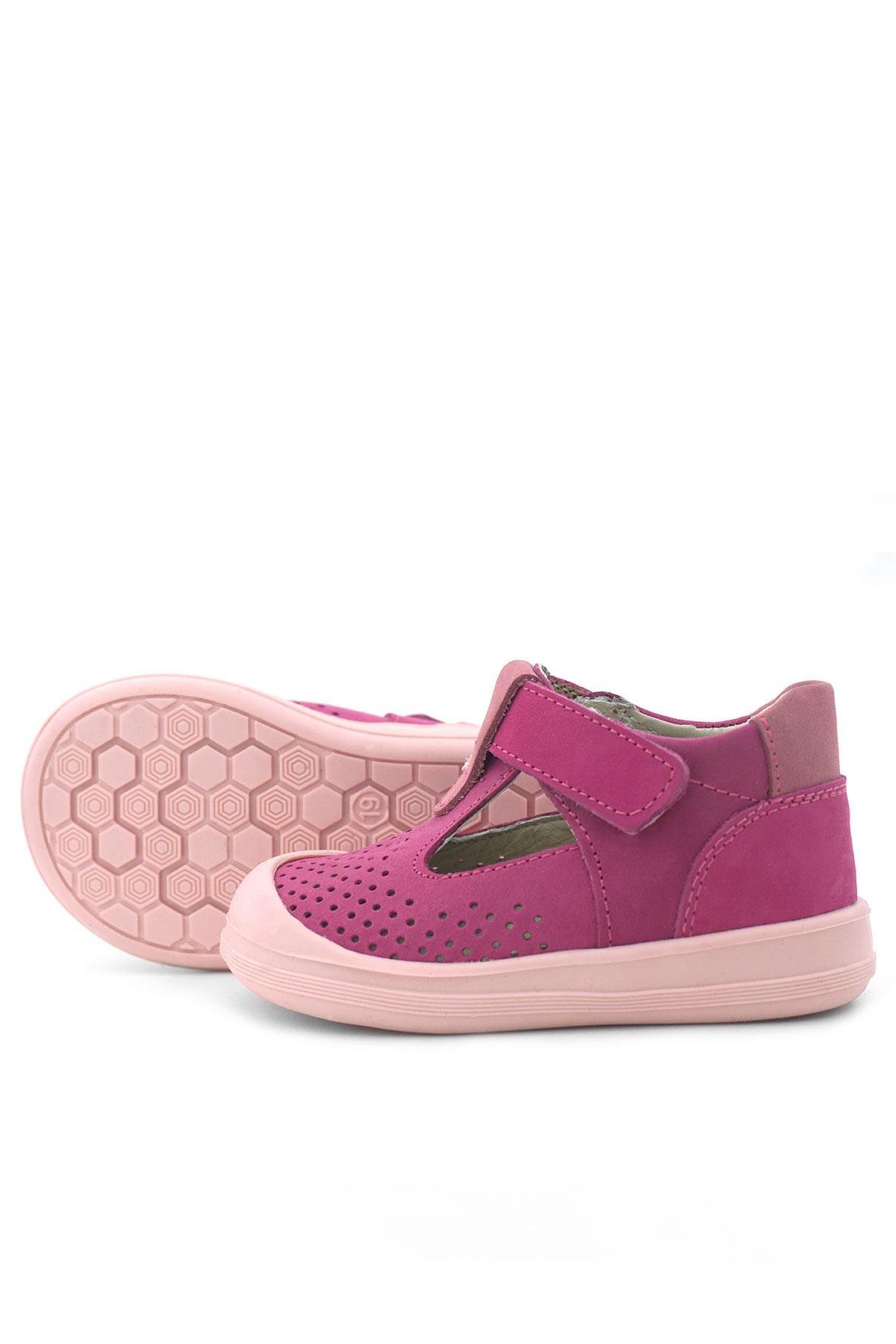 Shaun Hakiki Deri Fuşya Pembe Cırtlı Anatomik Bebek Sandalet - Görsel 7