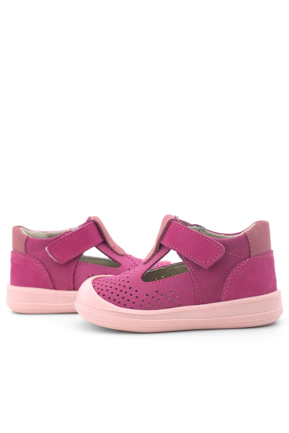 Shaun Hakiki Deri Fuşya Pembe Cırtlı Anatomik Bebek Sandalet - Görsel 8