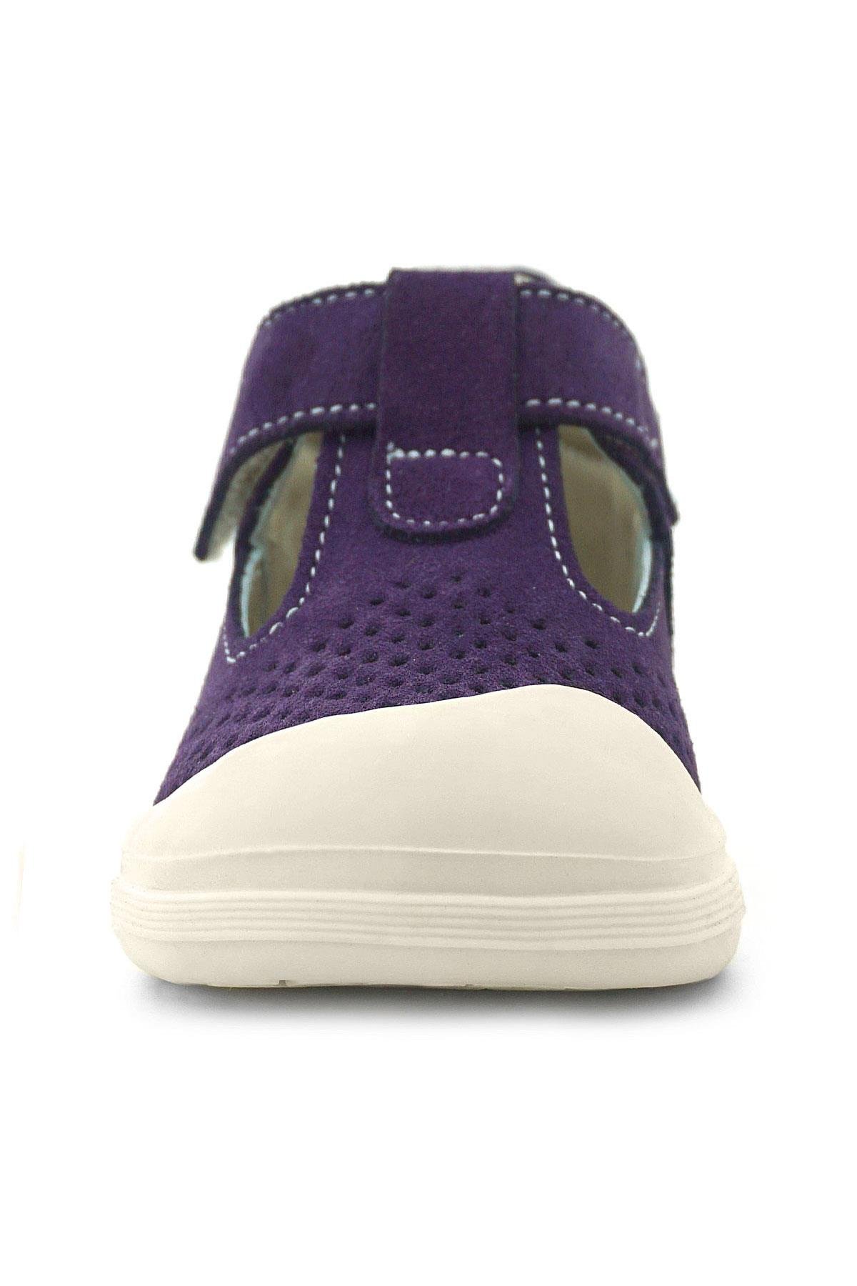 Shaun Hakiki Deri Mor Beyaz Cırtlı Anatomik Bebek Sandalet - Görsel 6