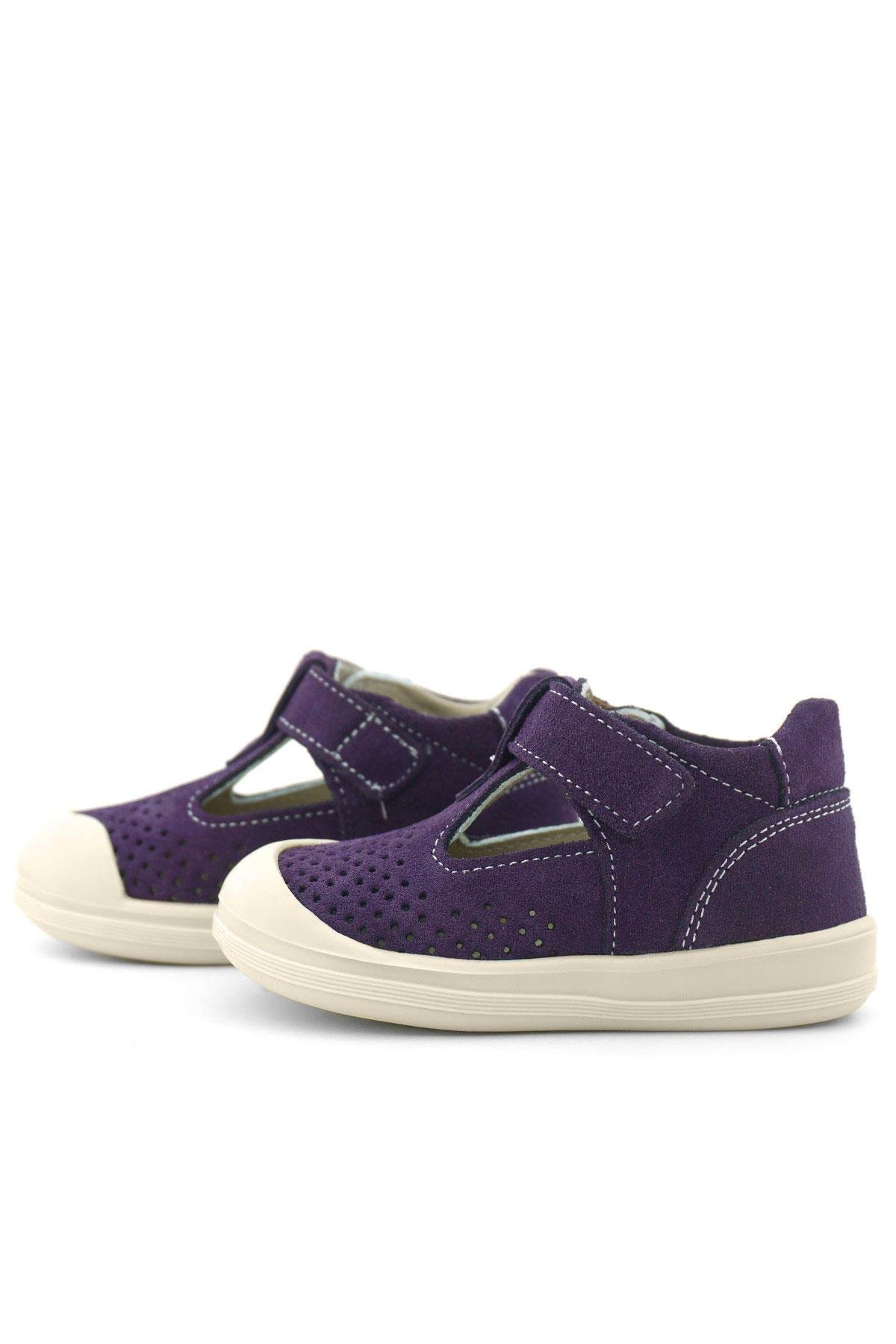 Shaun Hakiki Deri Mor Beyaz Cırtlı Anatomik Bebek Sandalet - Görsel 8