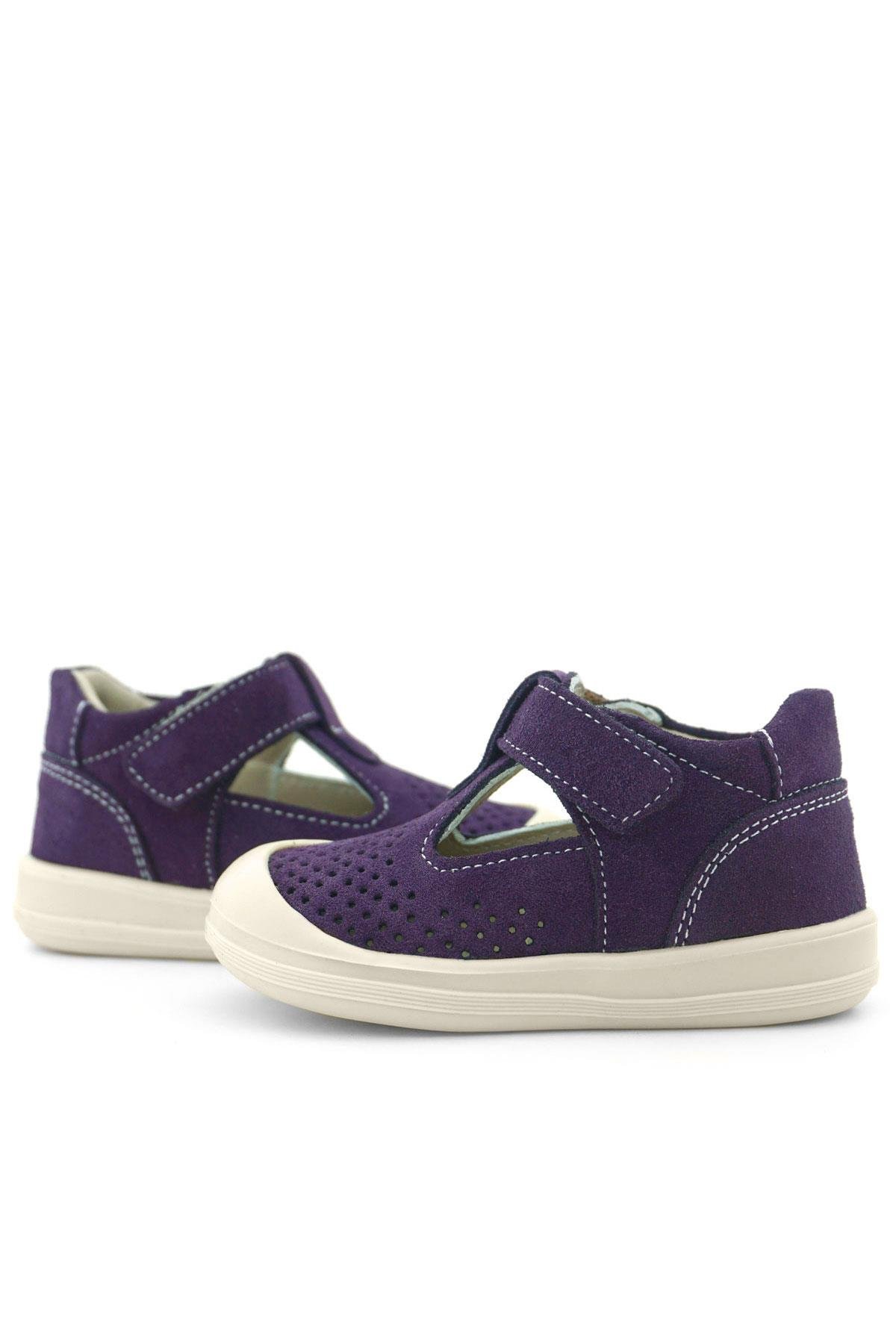 Shaun Hakiki Deri Mor Beyaz Cırtlı Anatomik Bebek Sandalet - Görsel 10