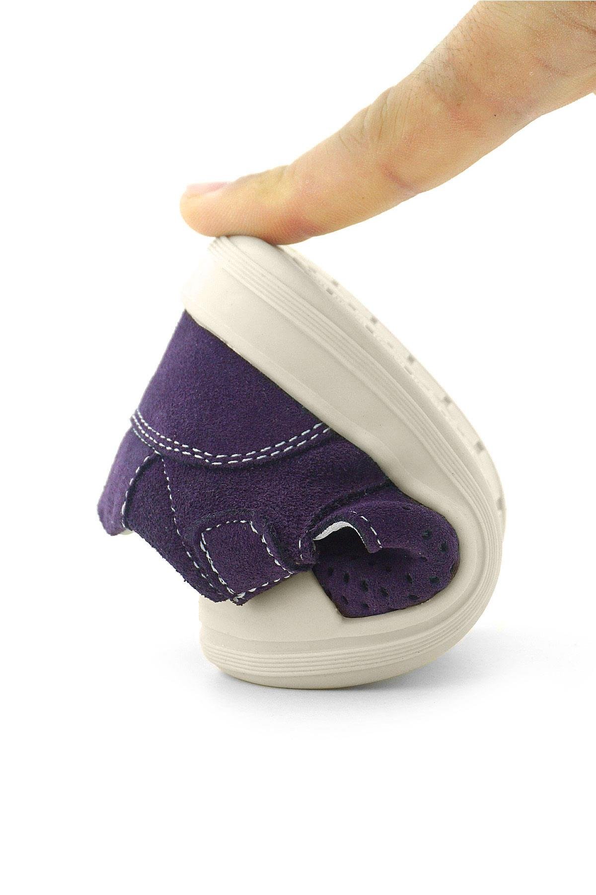 Shaun Hakiki Deri Mor Beyaz Cırtlı Anatomik Bebek Sandalet - Görsel 11